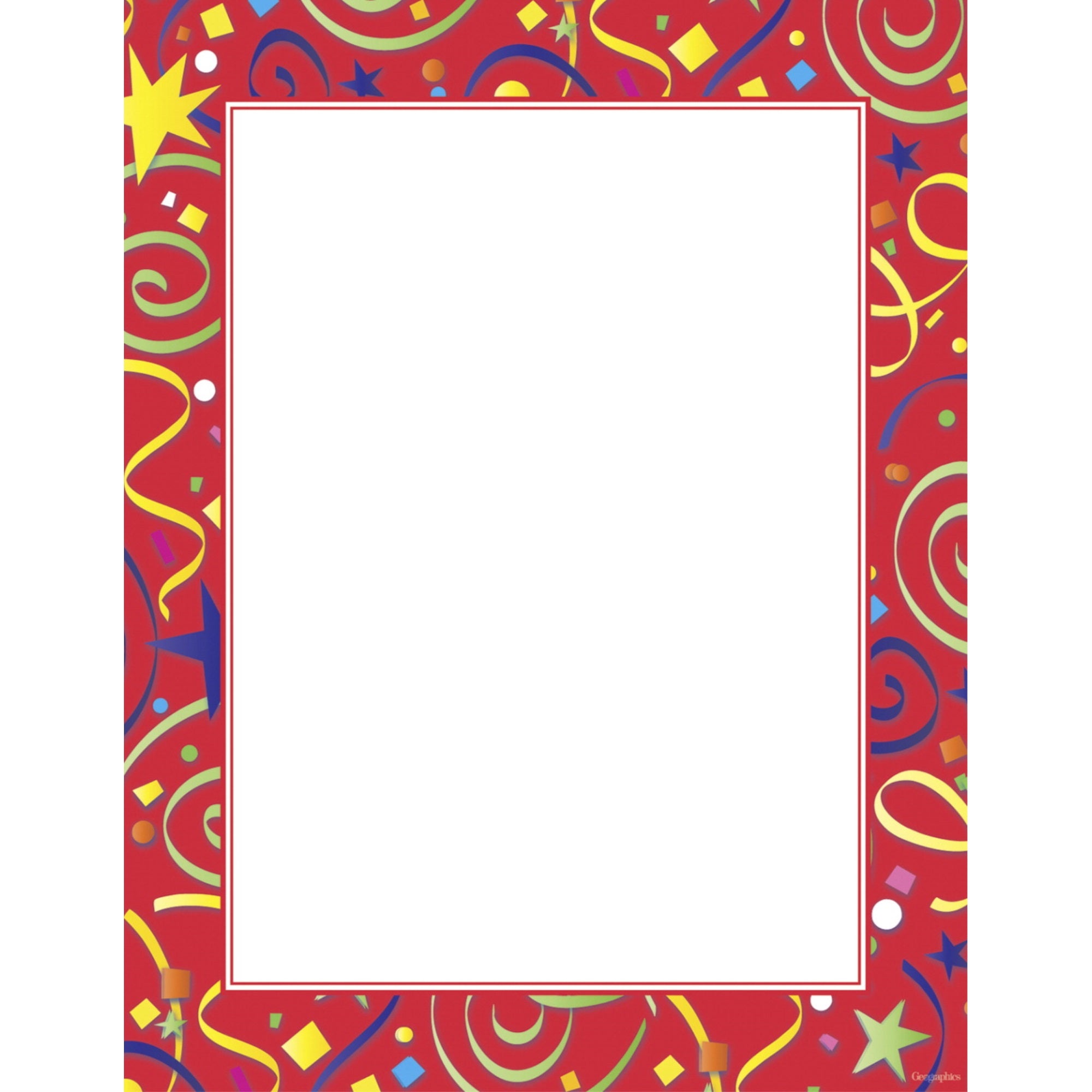 Geographics Red Star Confetti Letterhead, 8-1/2 X 11 Inches, Pack Of 100