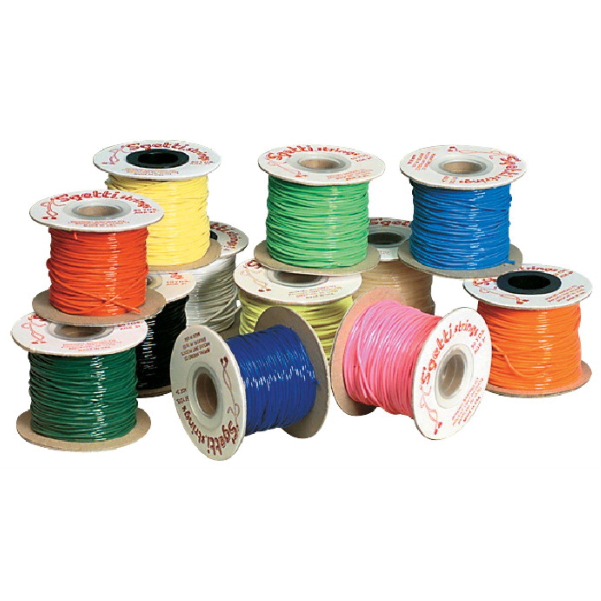Pepperell Braiding S'Getti Plastic Round Lacing String, Assorted Colors, Set Of 12