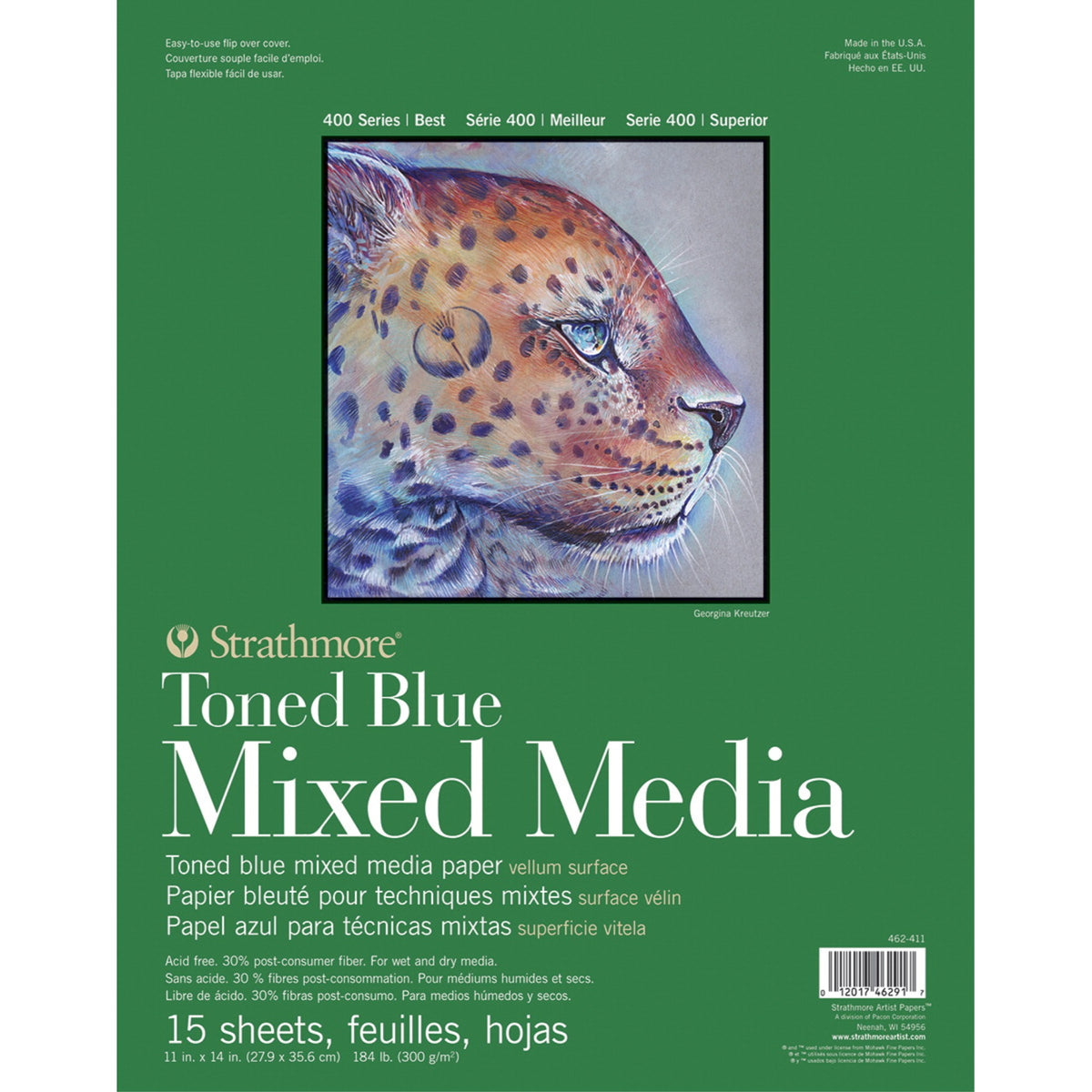 Strathmore 400 Series Toned Blue Mixed Media Pad, 11 X 14 Inches, 184 Lb, 15 Sheets