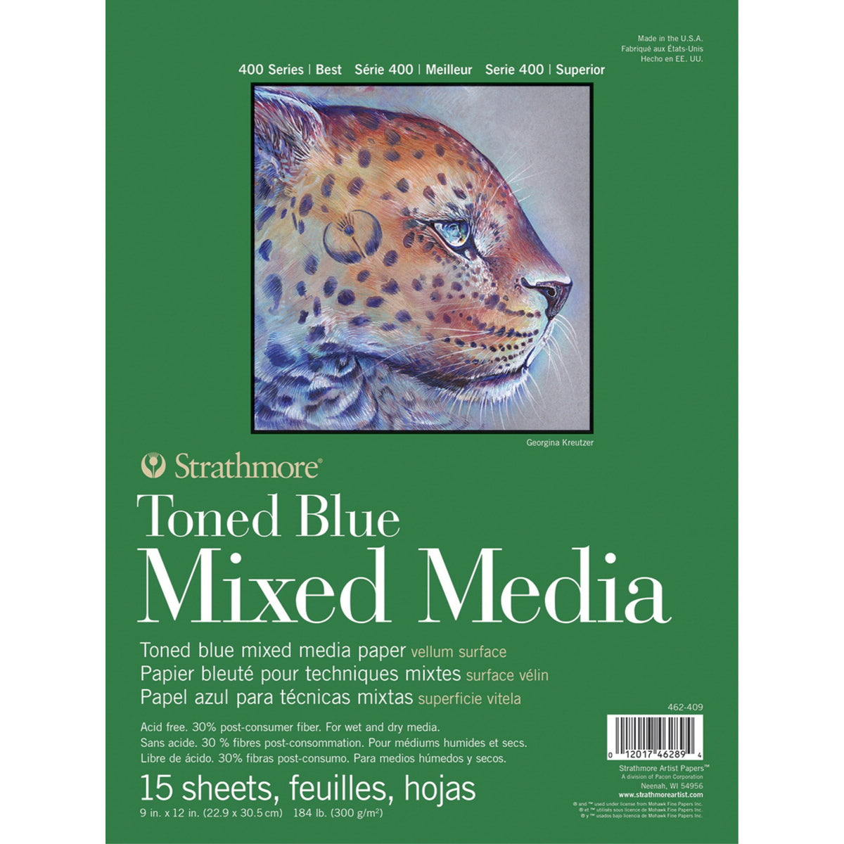 Strathmore 400 Series Toned Blue Mixed Media Pad, 9 X 12 Inches, 184 Lb, 15 Sheets