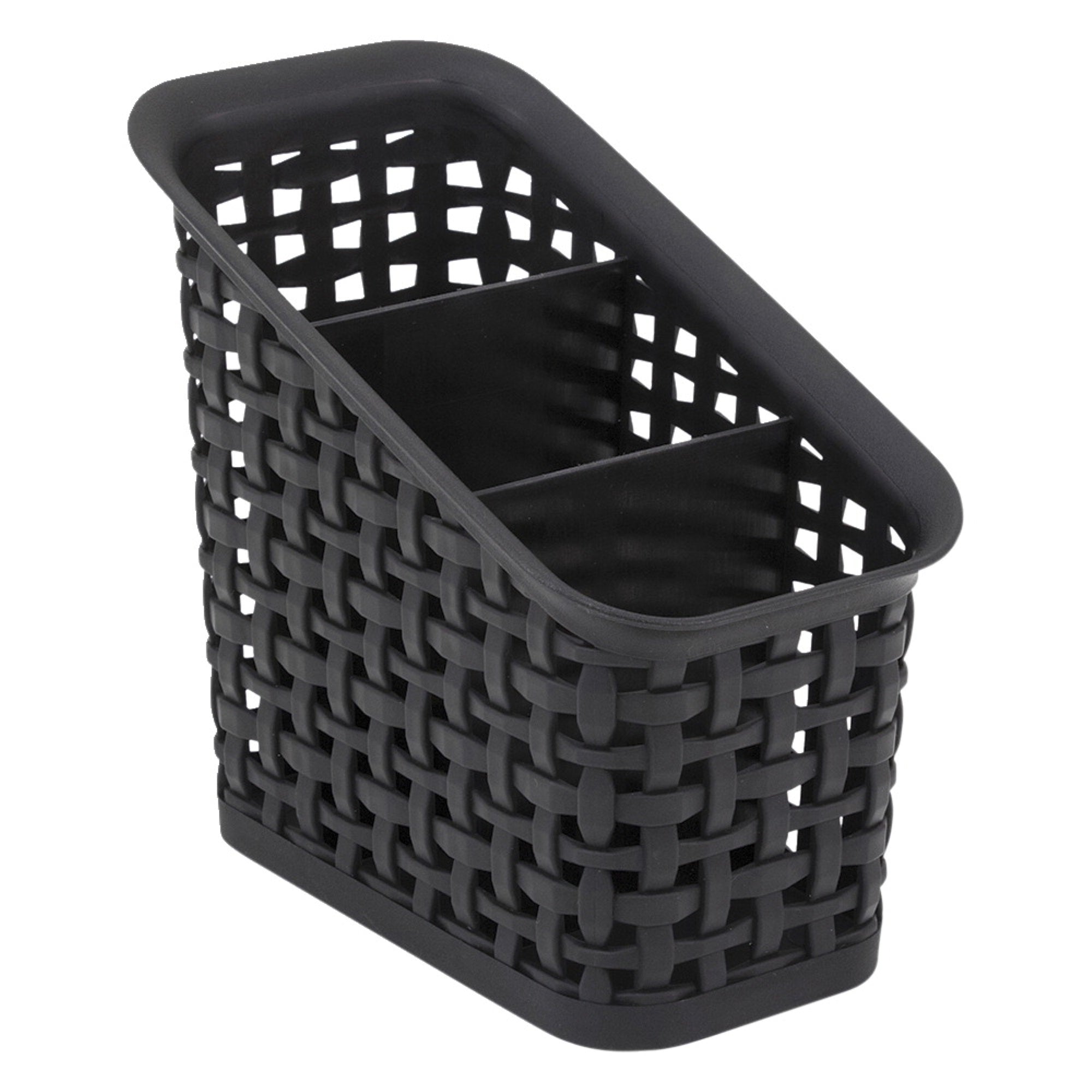 Advantus 3-Tier Plastic Weave Bin, Black