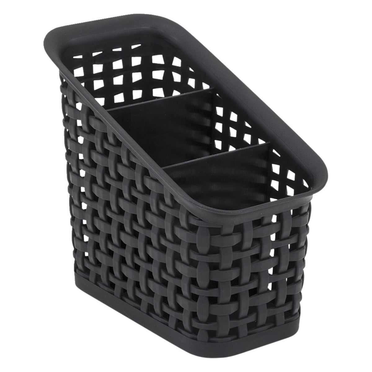 Advantus 3-Tier Plastic Weave Bin, Black