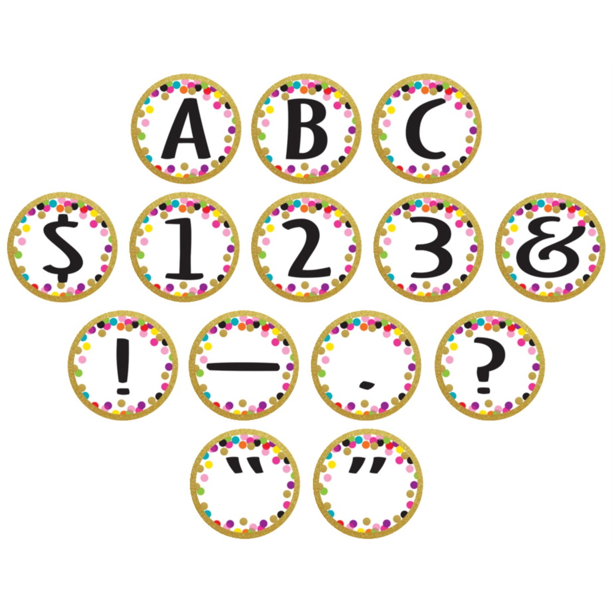 Teacher Created Resources Confetti Circles Accent Letters, 3-1/2 Inches, 216 Pieces