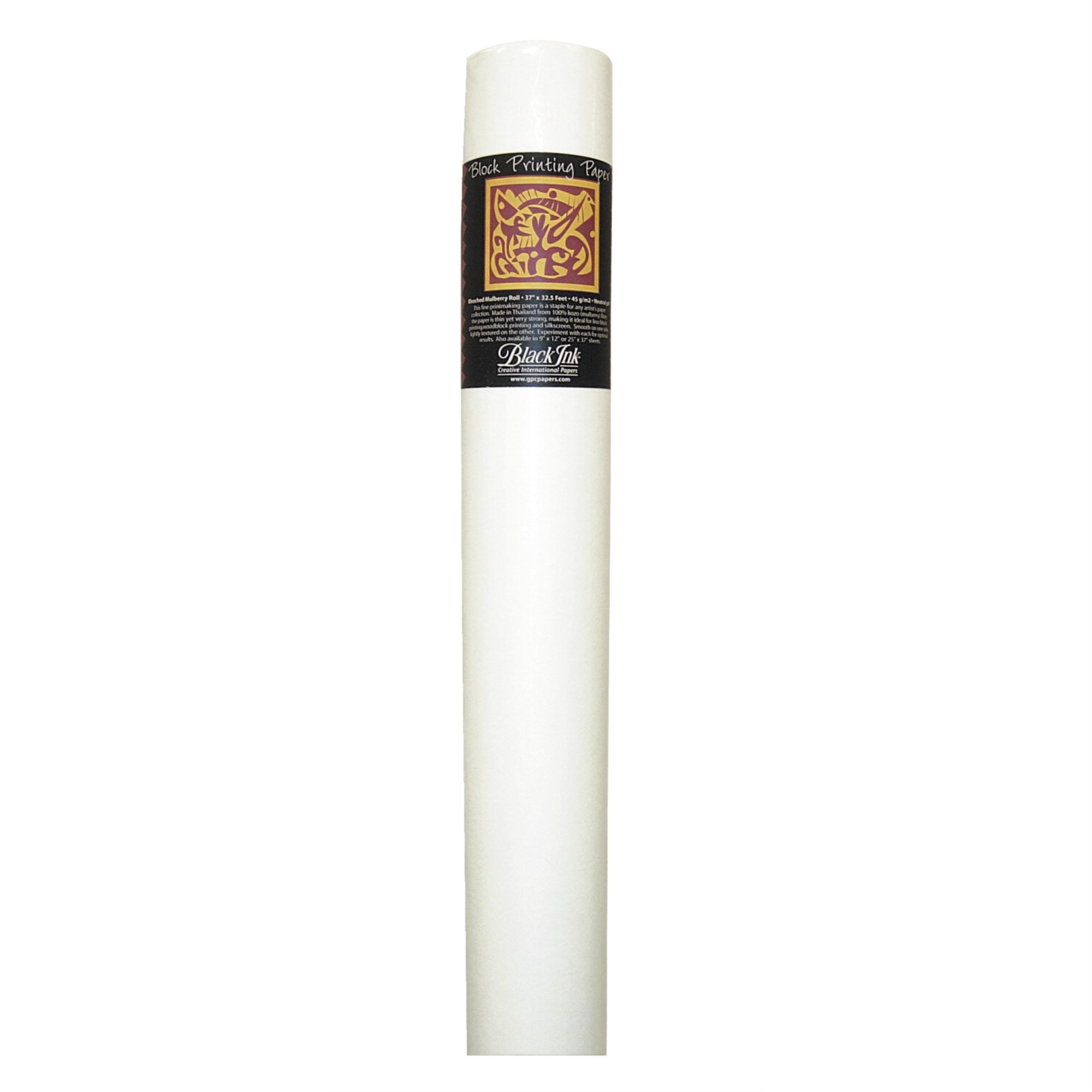 Black Ink Mulberry Paper Roll, 37 Inches X 32 Feet, Bleached