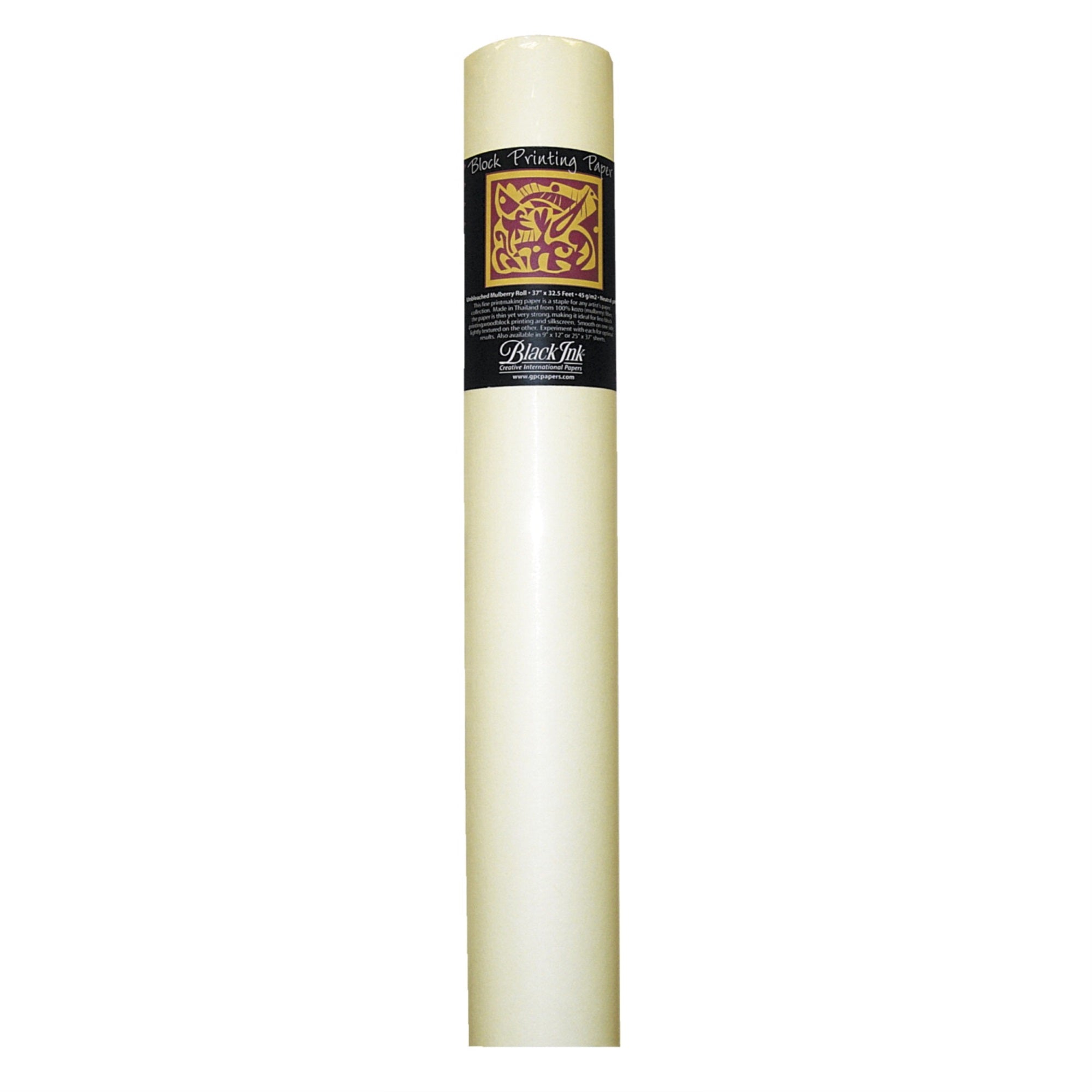 Black Ink Mulberry Paper Roll, 37 Inches X 32 Feet, Unbleached