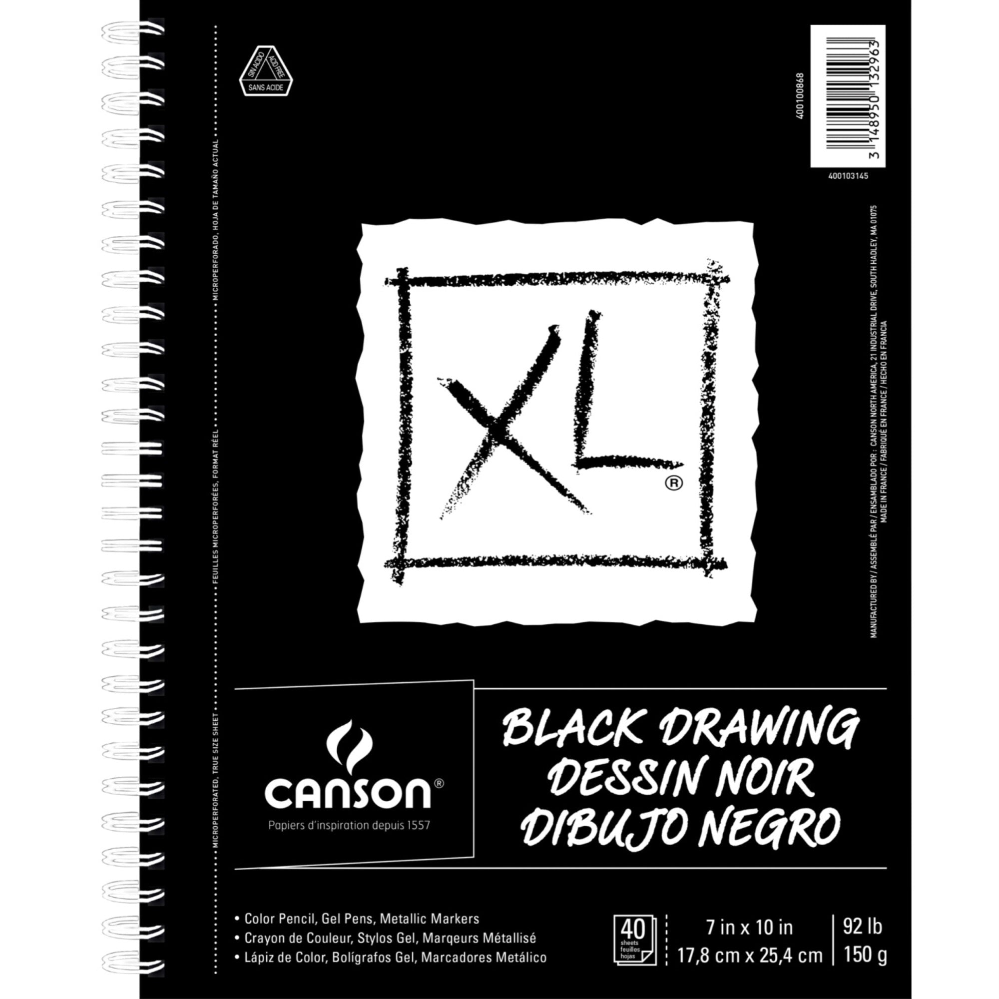 Canson Xl Black Drawing Pad, 7 X 10 Inches, 92 Lb, 40 Sheets