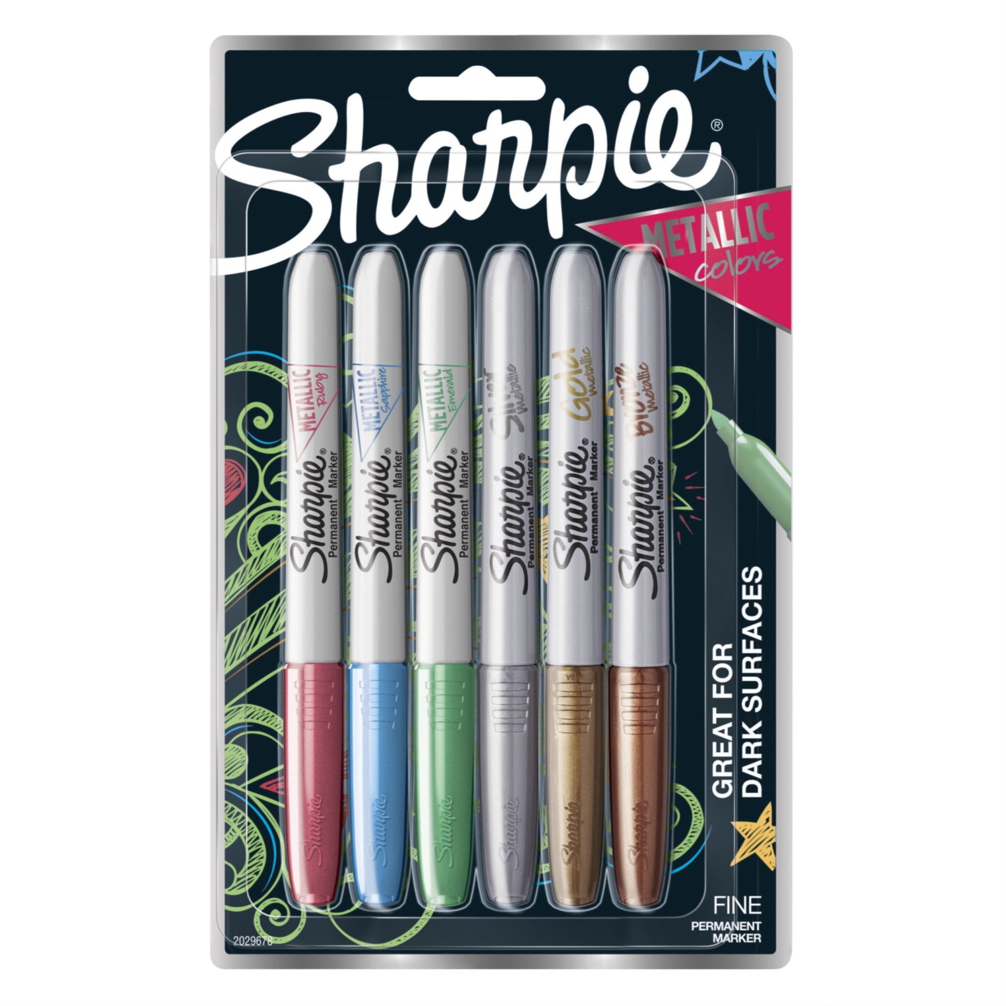 Sharpie Metallic Permanent Marker, Assorted, Set Of 6