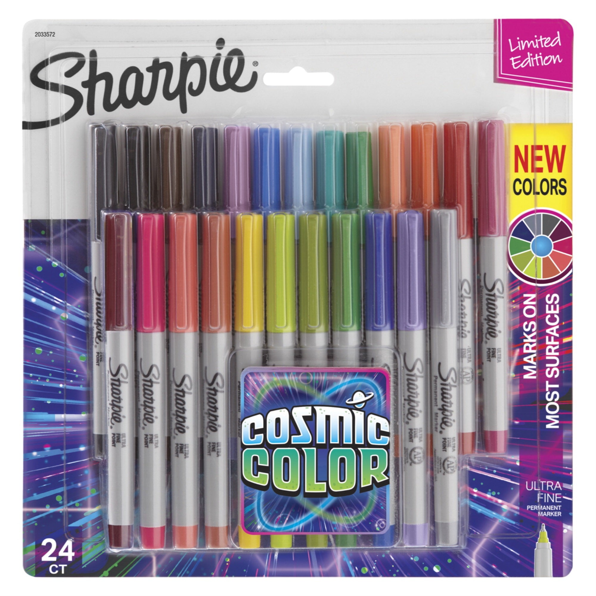 Sharpie Cosmic Color Permanent Marker, Ultra Fine, Assorted, Set Of 24