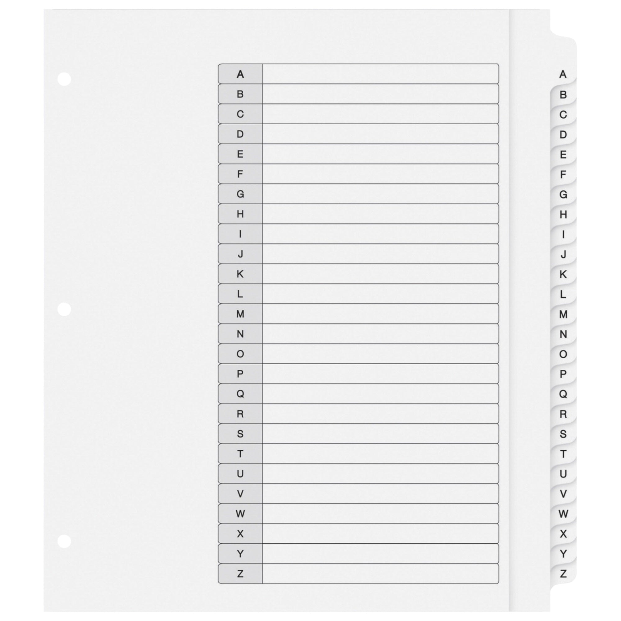 Avery 11166 Ready Index Table Of Contents Dividers, A To Z, 9-1/4 X 11 Inches, White