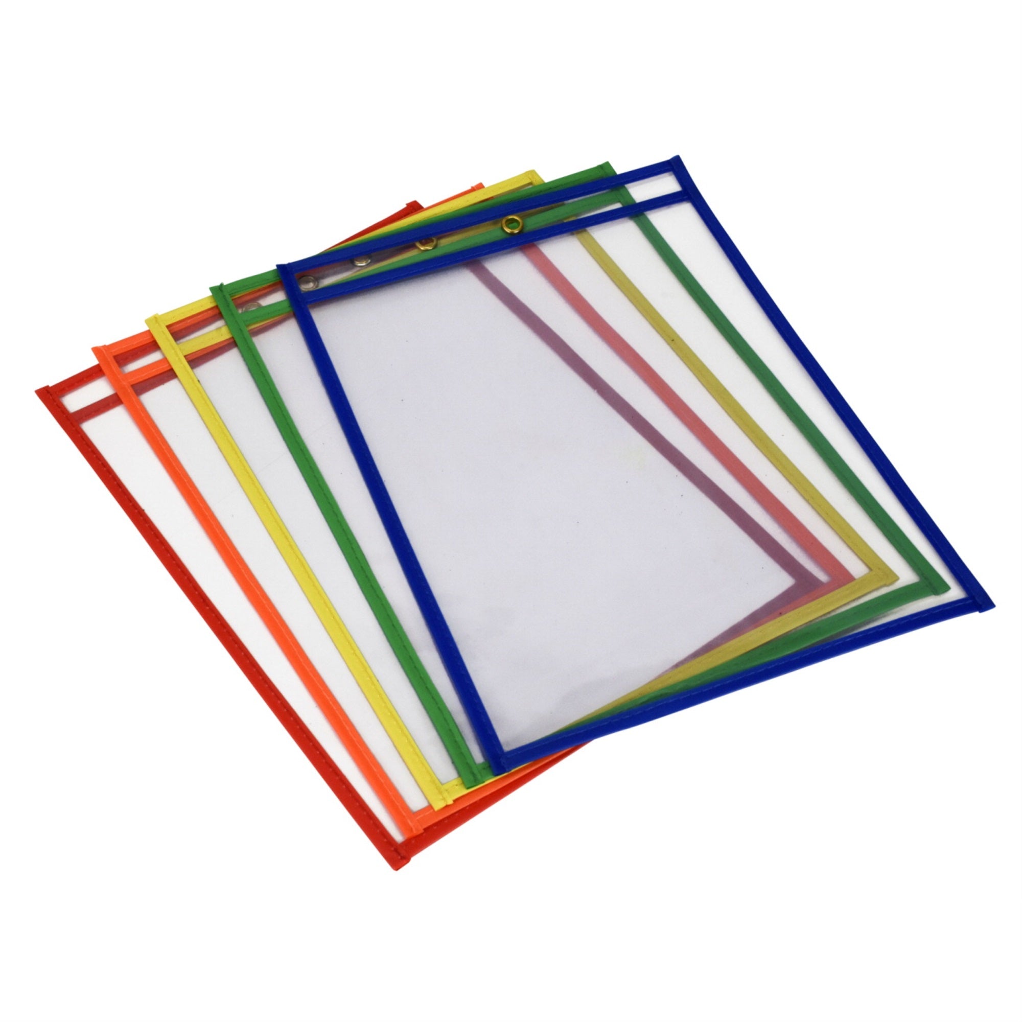 School Smart Reusable Dry Erase Pockets, 10-1/2 X 13 Inches, Assorted, Set Of 10