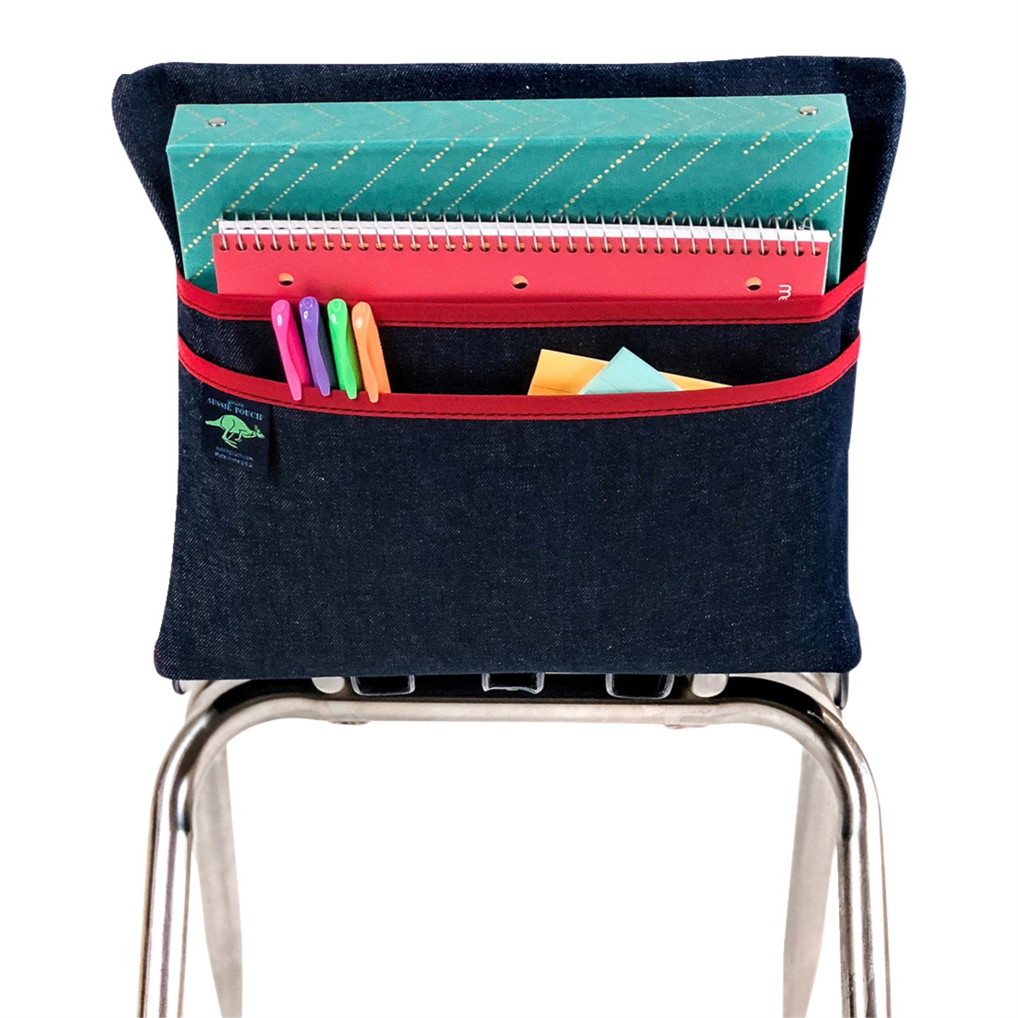 Aussie Pouch Chair Pocket, Double Pockets, 19 Inches, Extra Large, Red Trim