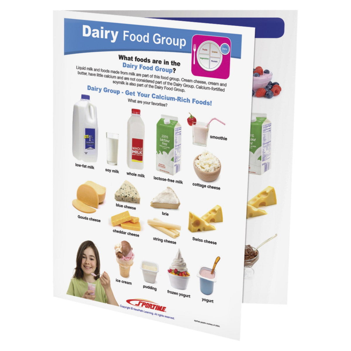 Sportime Dairy Food Group Visual Learning Guide, 4 Pages, Grades 1 To 4