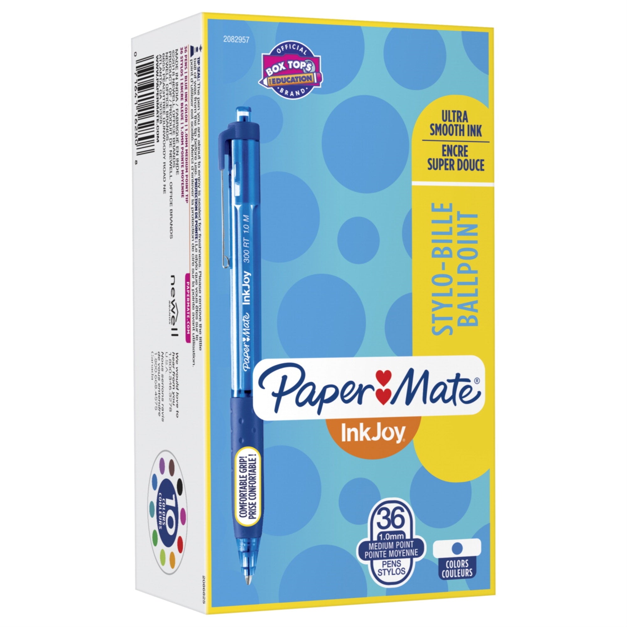 Paper Mate Inkjoy 300Rt Retractable Ballpoint Pens, Medium Tip, Blue, Pack Of 36