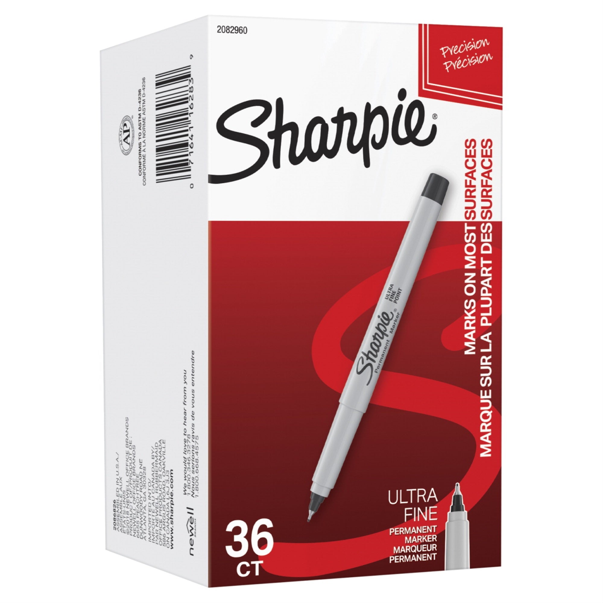 Sharpie Permanent Markers, Ultra Fine Point, Black, Pack Of 36