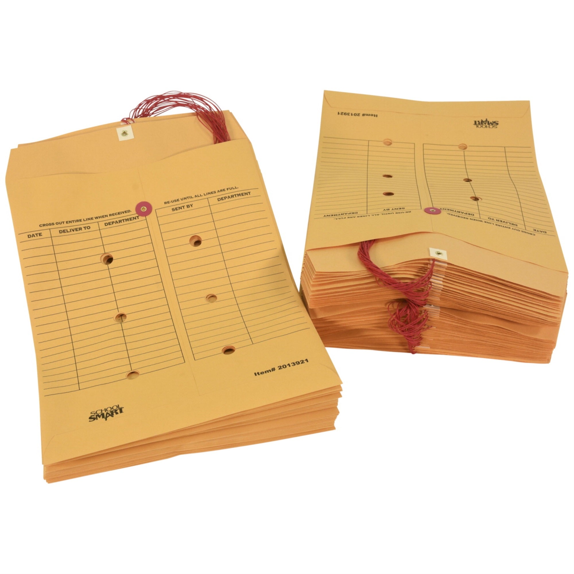 School Smart Interoffice Envelopes, 28 Lb, 10 X 13 Inches, Kraft, Pack Of 100