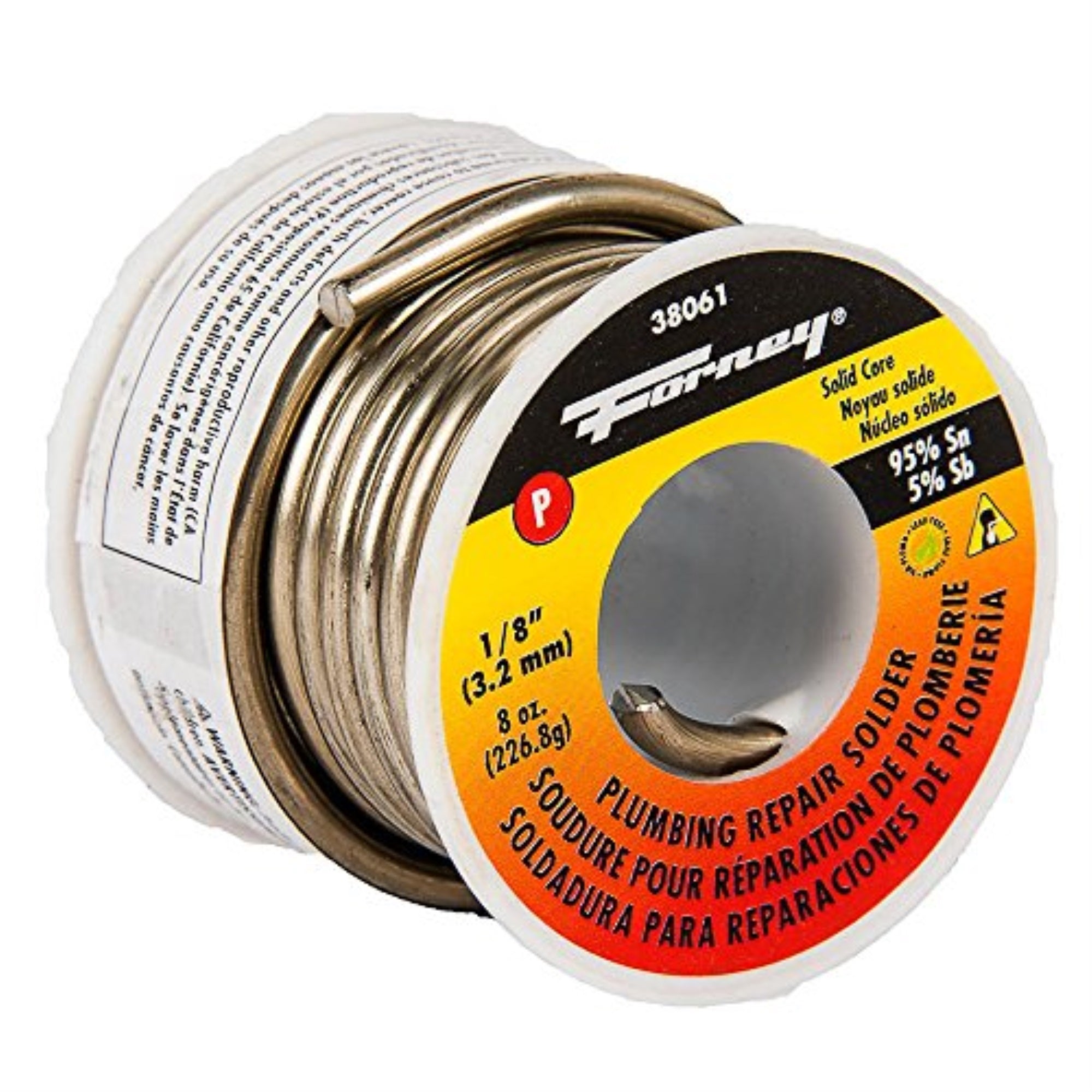 2018636 Solder Wire Sld 95/5 8Oz Forney 8 Oz Lead-Free Solid Wire Solder 0.13 In. D Tin/Antimony 95/5 1 Pc (Pack Of 1)