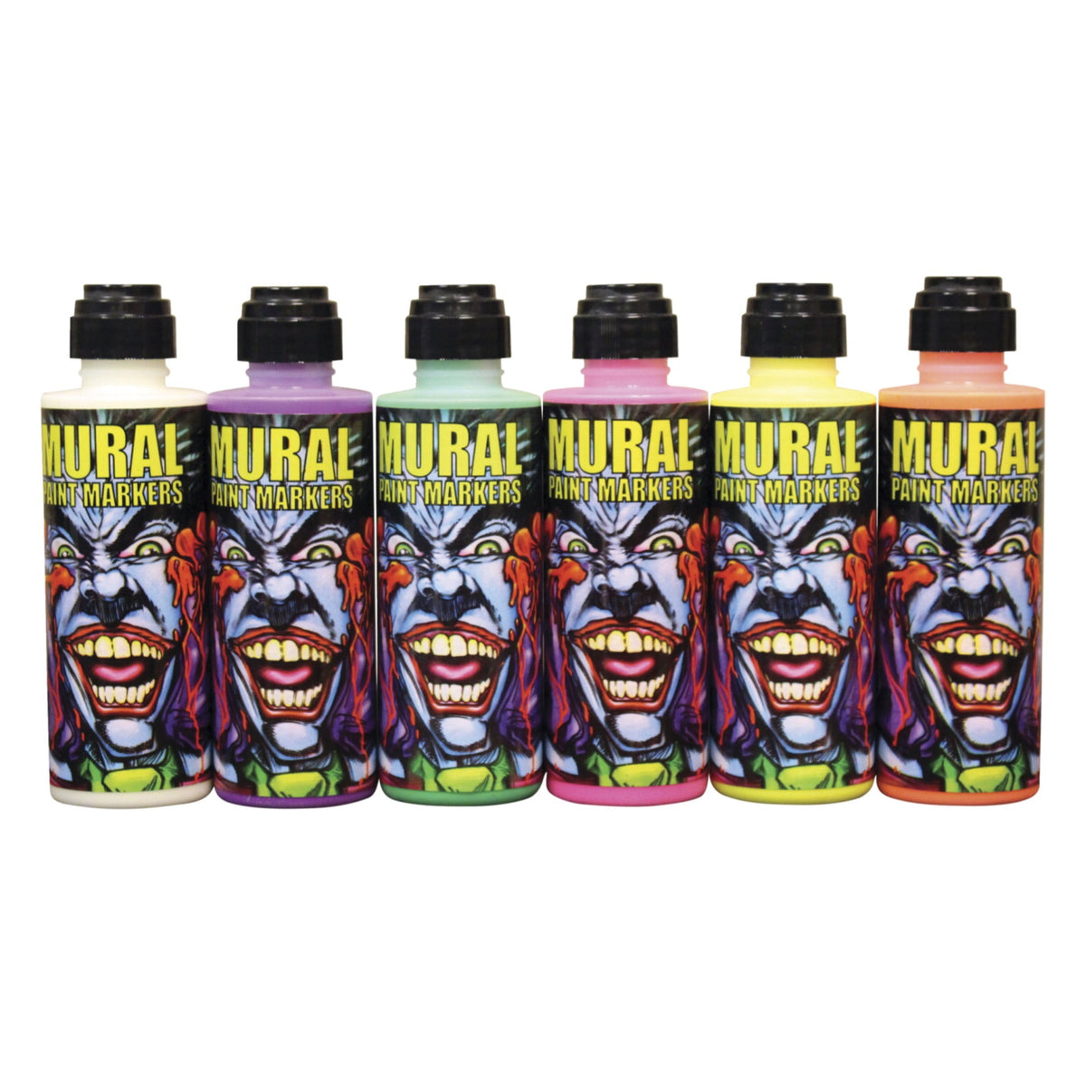 Chroma Mural Paint Markers, Assorted Neon/Glow, 4 Ounces, Set Of 6