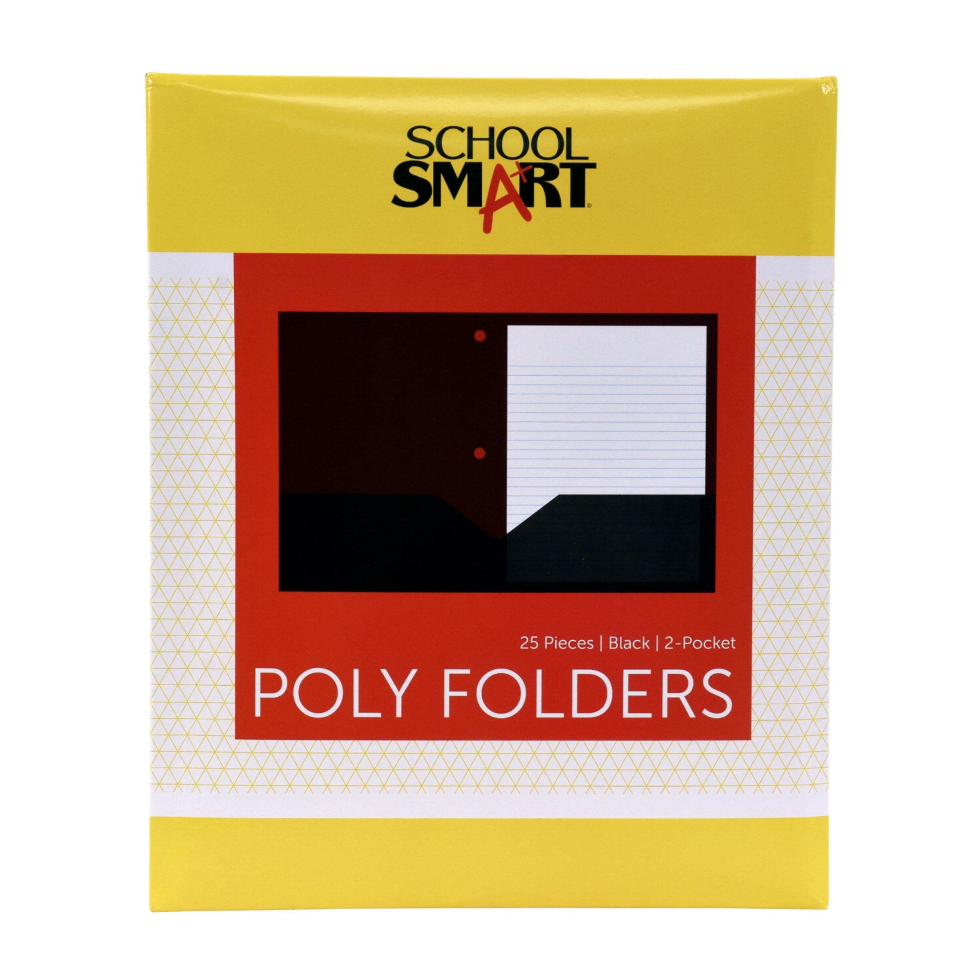 School Smart Heavyweight Two-Pocket Poly Folder With Three-Hole Punch, Black, Pack Of 25