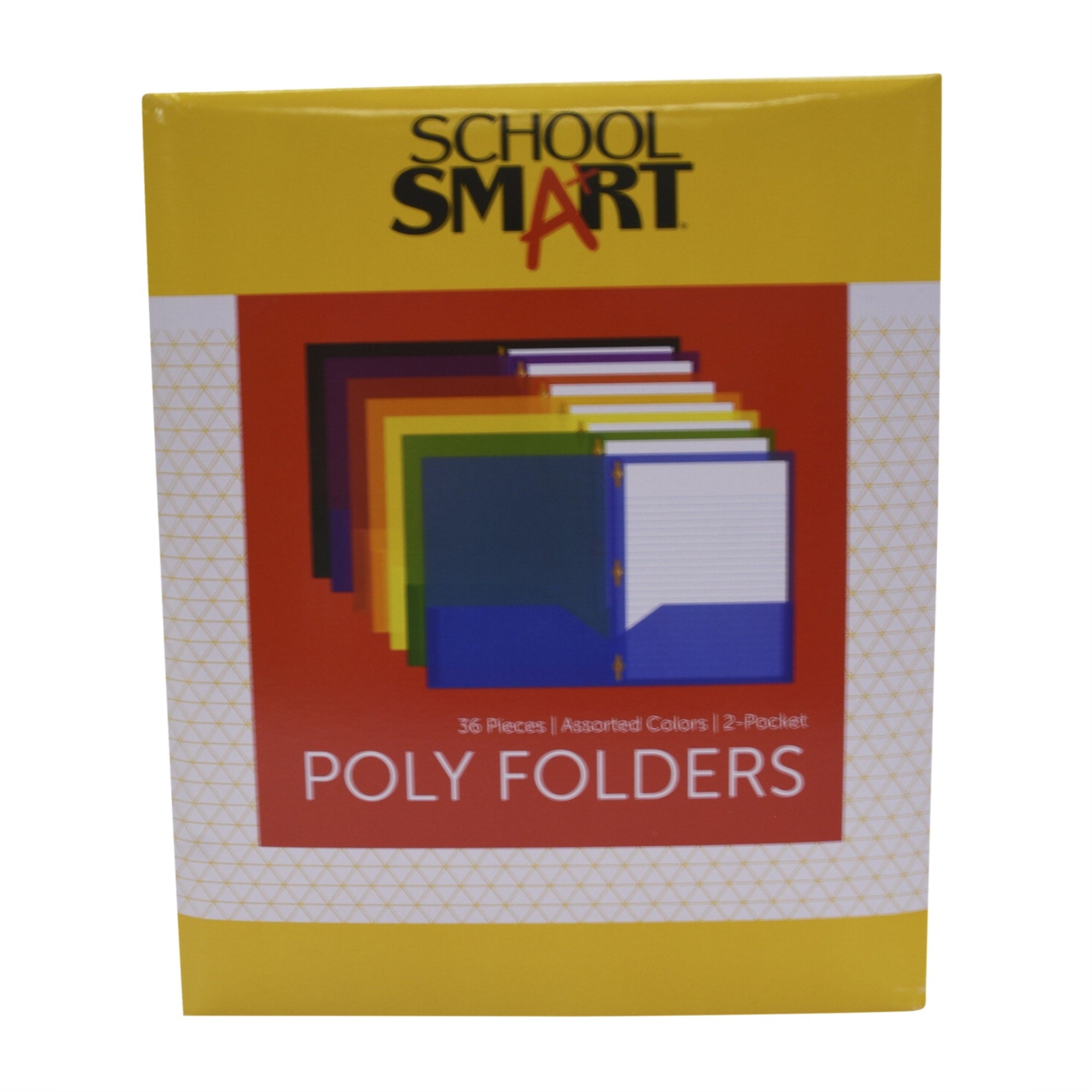 School Smart Heavyweight Two-Pocket Poly Folder With Fasteners, Assorted, Set Of 36