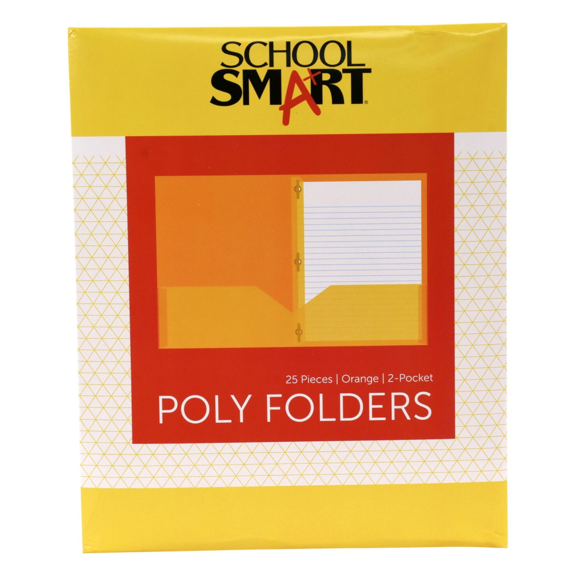 School Smart Heavyweight Two-Pocket Poly Folder With Fasteners, Orange, Pack Of 25