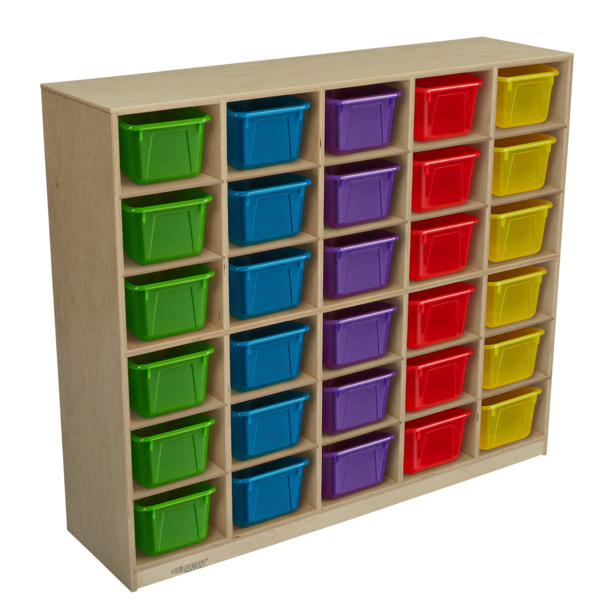 Childcraft Mobile Cubby Unit, 30 Translucent Color Trays, 47-3/4 X 13 X 42 Inches