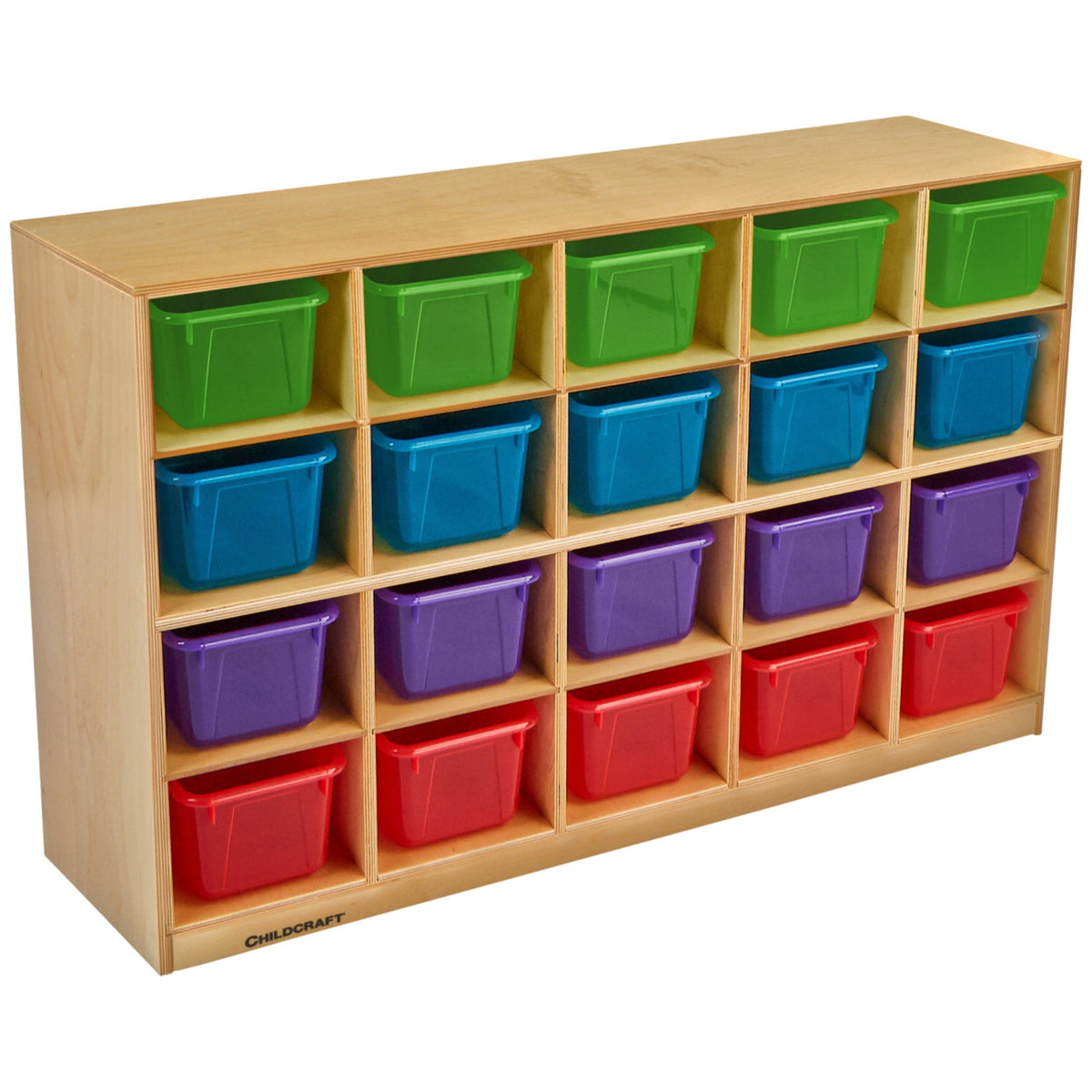Childcraft Mobile Cubby Unit, 20 Translucent Color Trays, 47-3/4 X 13 X 30 Inches