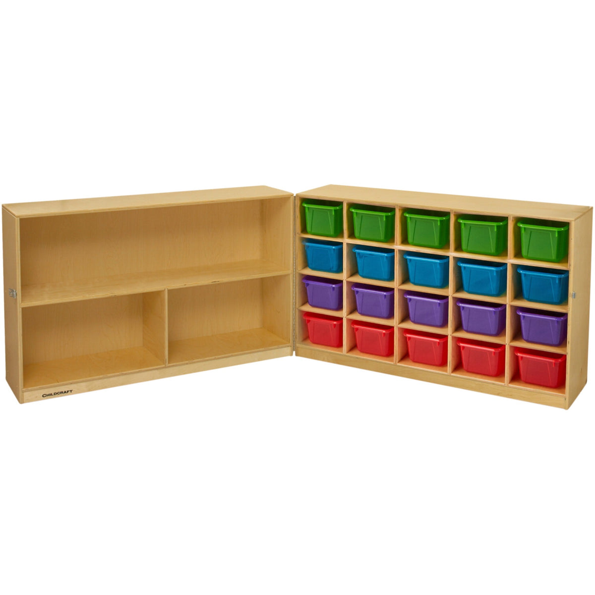 Childcraft Mobile Hide-Away Cabinet, 20 Translucent Color Trays, 47-3/4 X 26 X 30 Inches