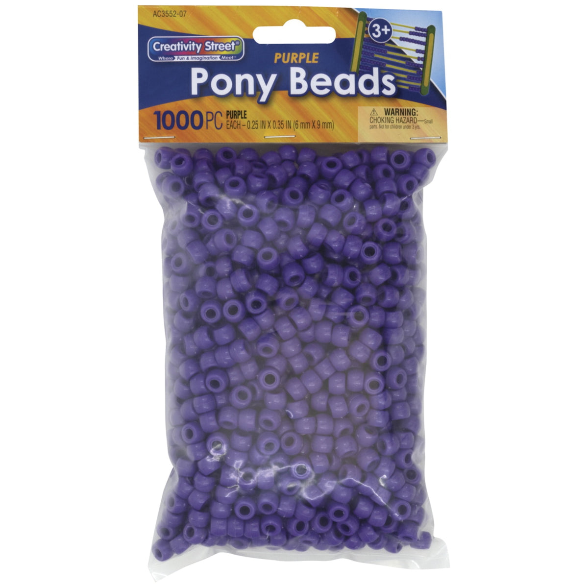 Creativity Street Pony Beads, Purple,  6 X 9 Mm, Pack Of 1000