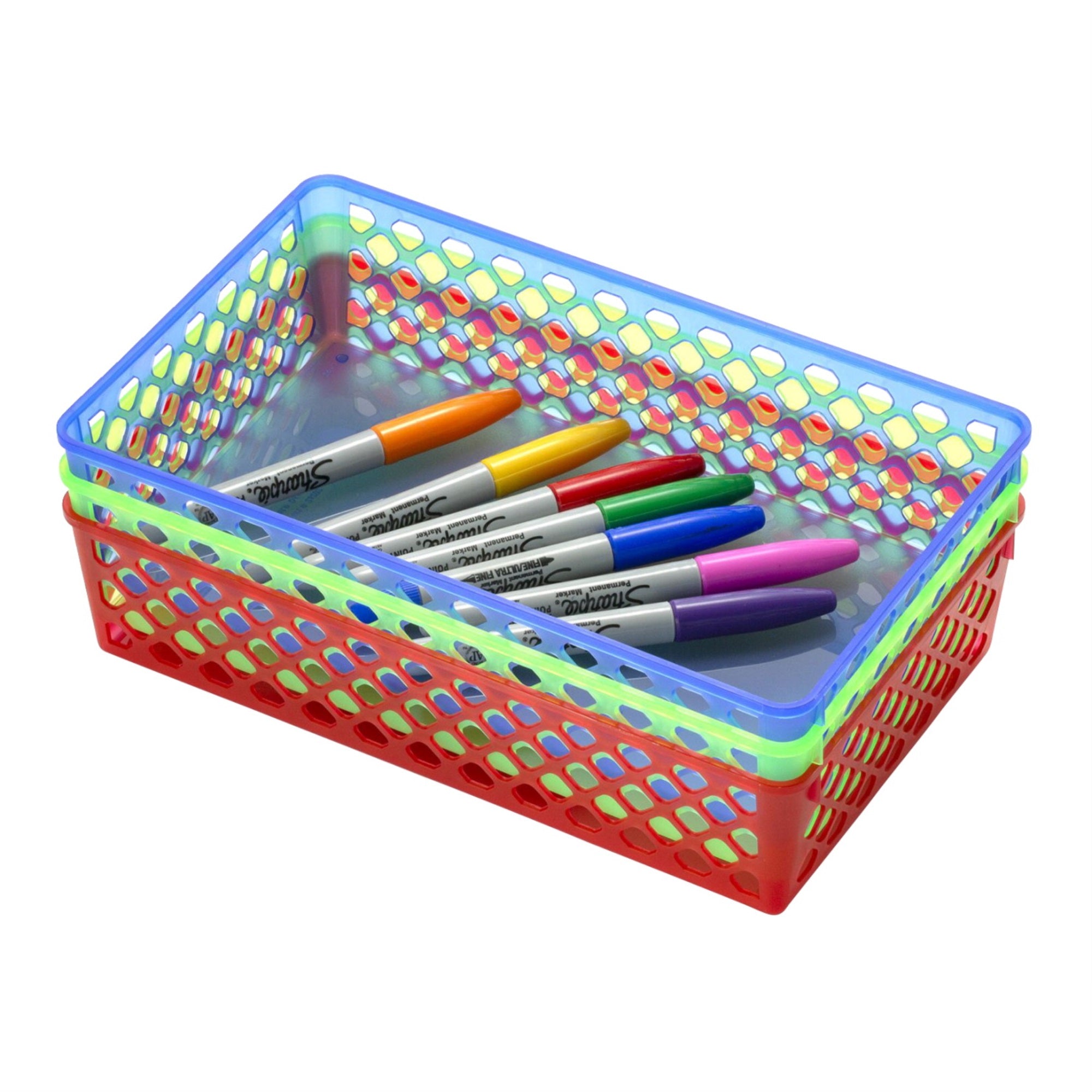 Achieva Large Supply Basket, 10-3/8 X 6-1/8 X 2-3/8 Inches, Assorted, Set Of 3