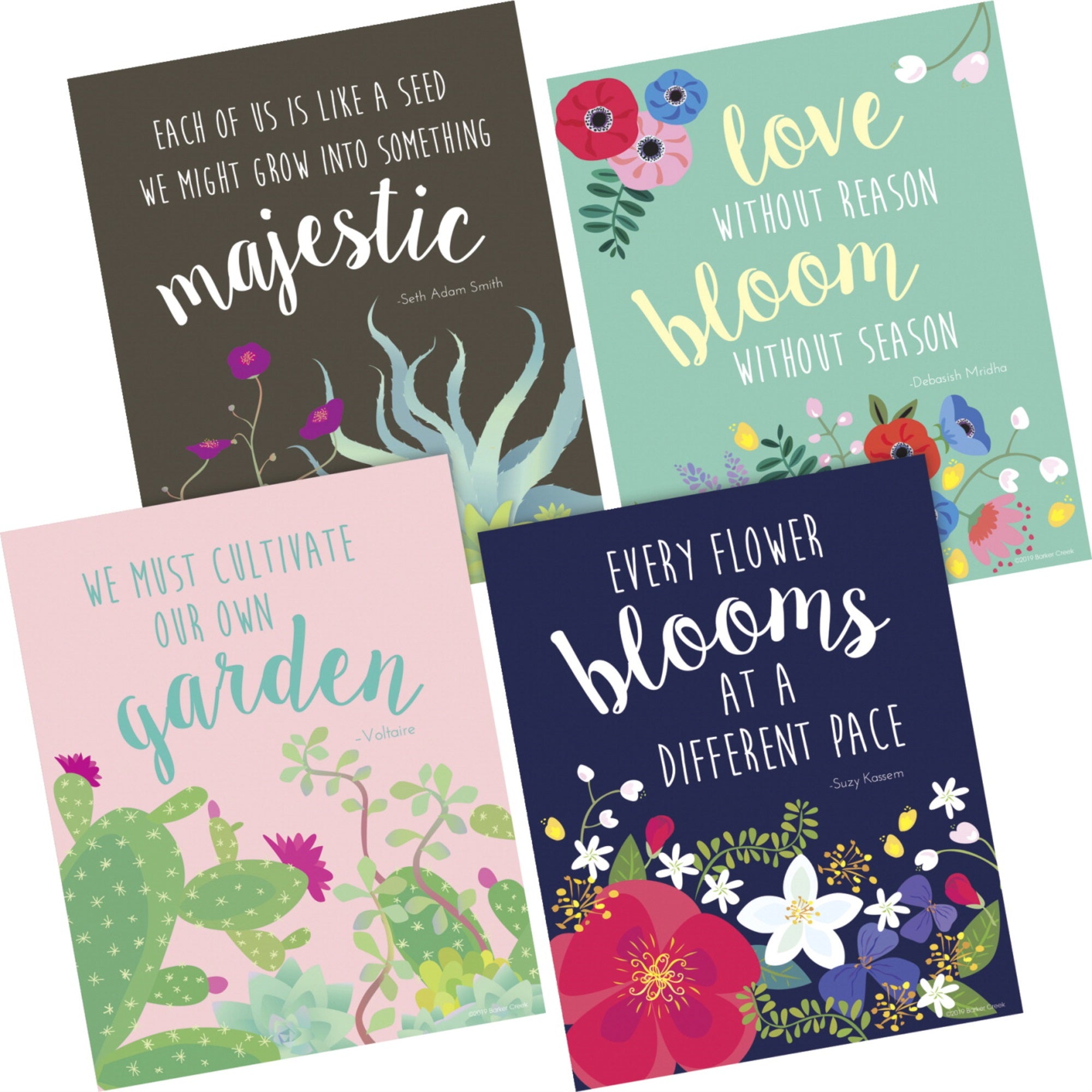 Barker Creek Petals &Amp; Prickles Art Prints, 8 X 10 Inches, Set Of 4