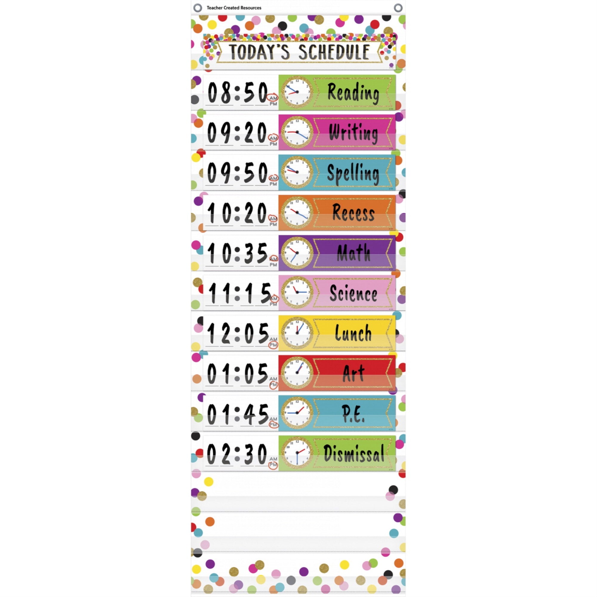 Teacher Created Resources Confetti 14 Pocket Daily Schedule Pocket Chart