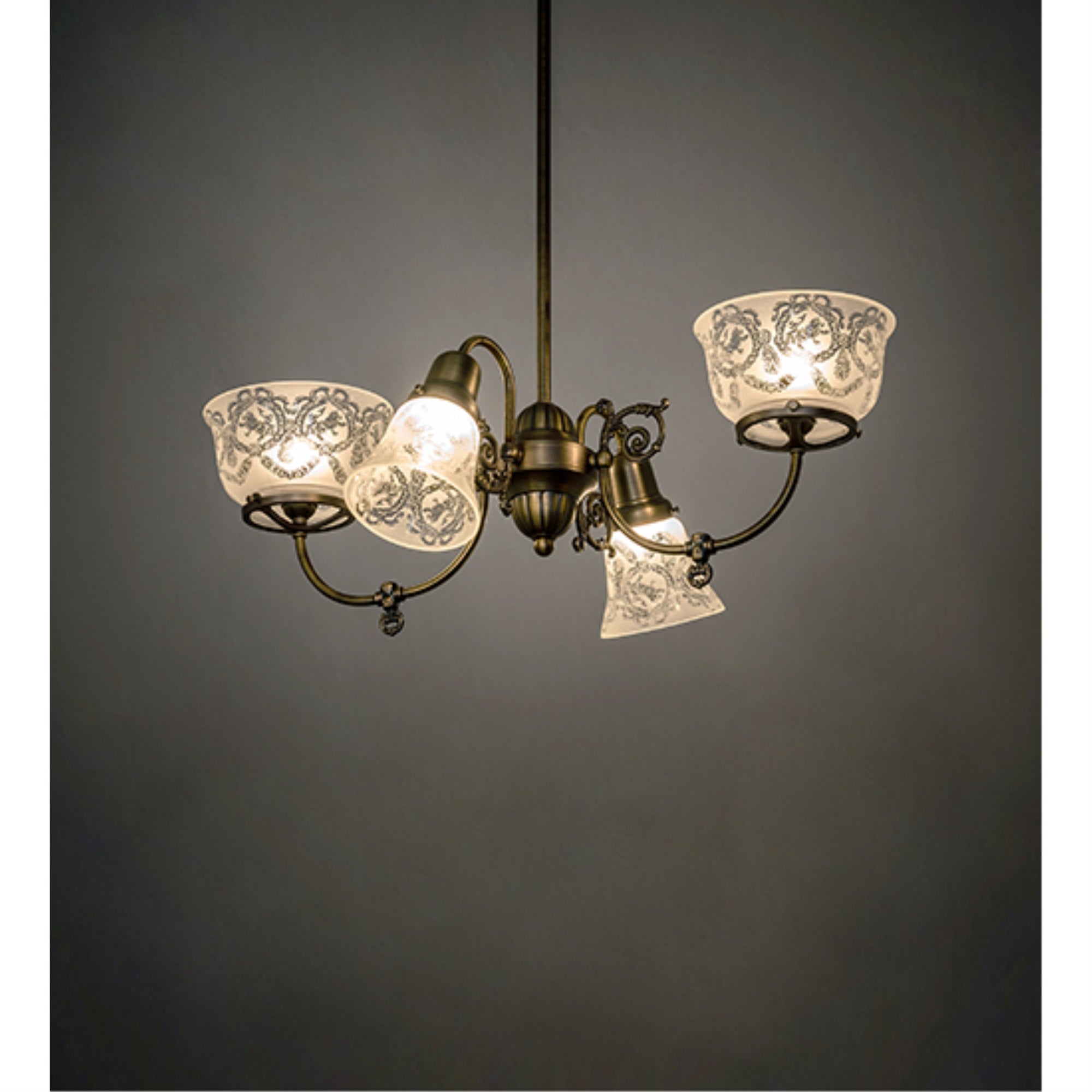27' Long Revival Gas & Electric 4 Light Oblong Chandelier