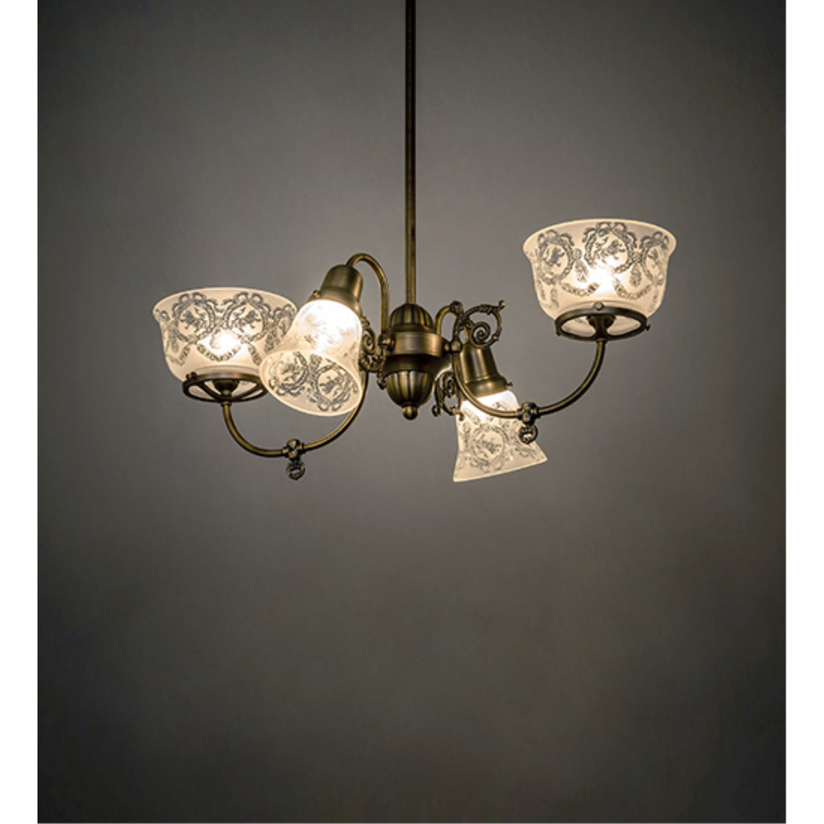 27' Long Revival Gas & Electric 4 Light Oblong Chandelier
