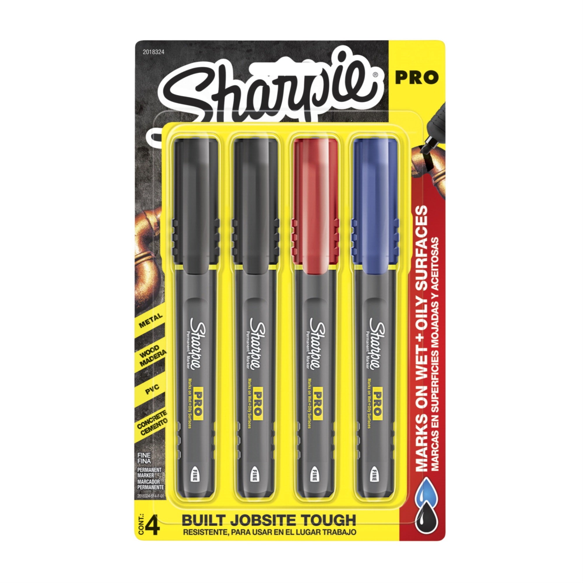 Sharpie Pro Permanent Marker, Fine Tip, Assorted, Set Of 4