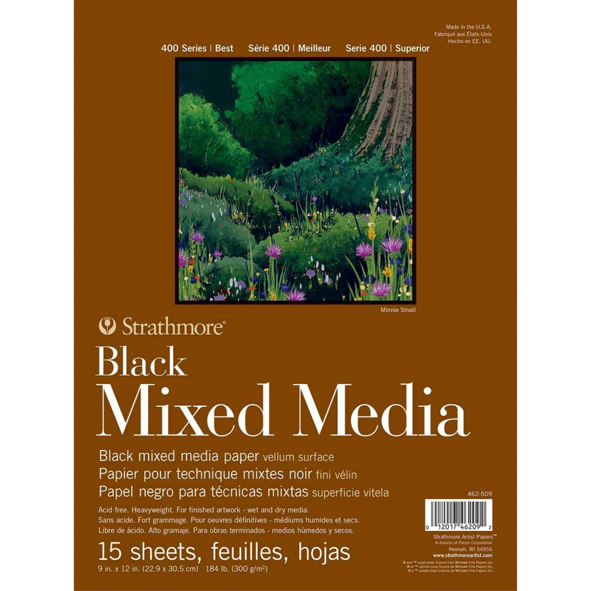 Strathmore 400 Series Mixed Media Pad, 9 X 12 Inches, 184 Lb, Black , 15 Sheets