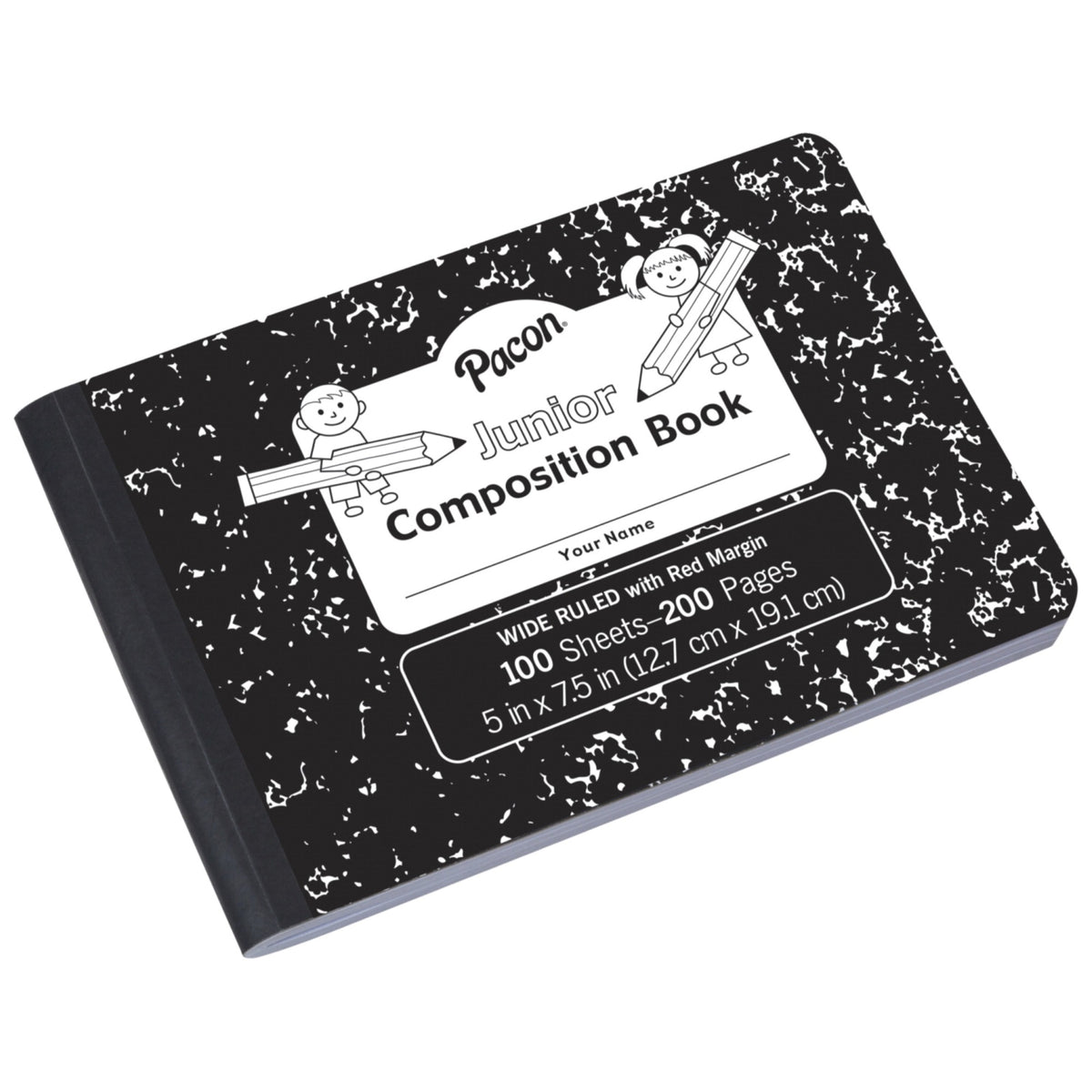 Pacon Junior Composition Book, 5 X 7-1/2 Inches, 3/8 Inch Ruled, 100 Sheets
