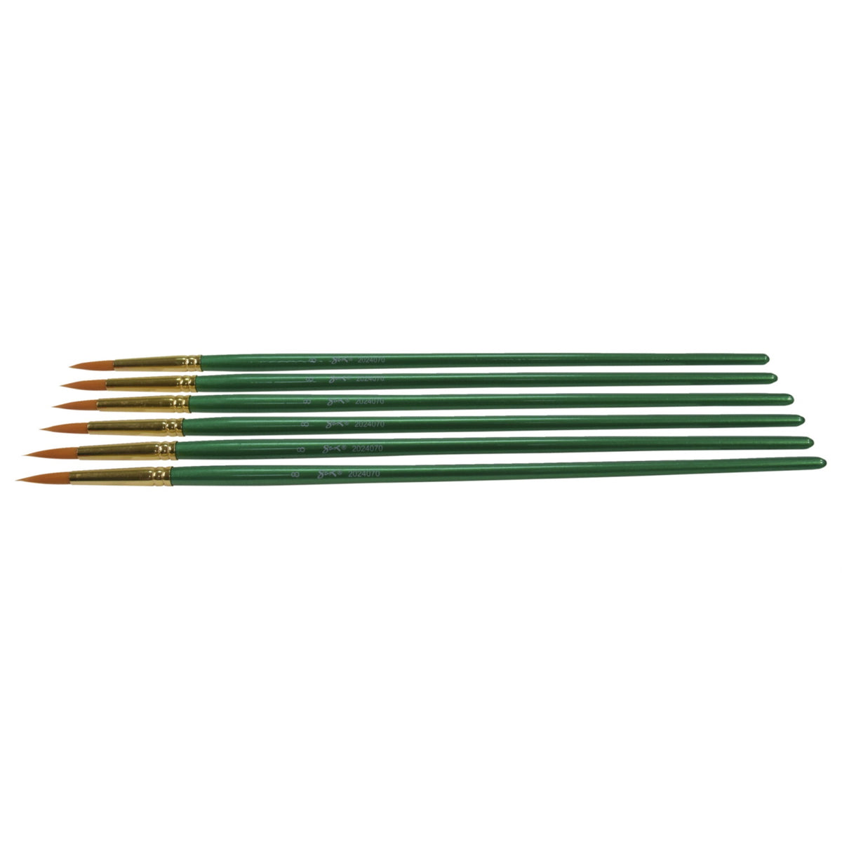 Sax Optimum Golden Synthetic Taklon Long Handle Paint Brushes, Round, Size 8, Pack Of 6