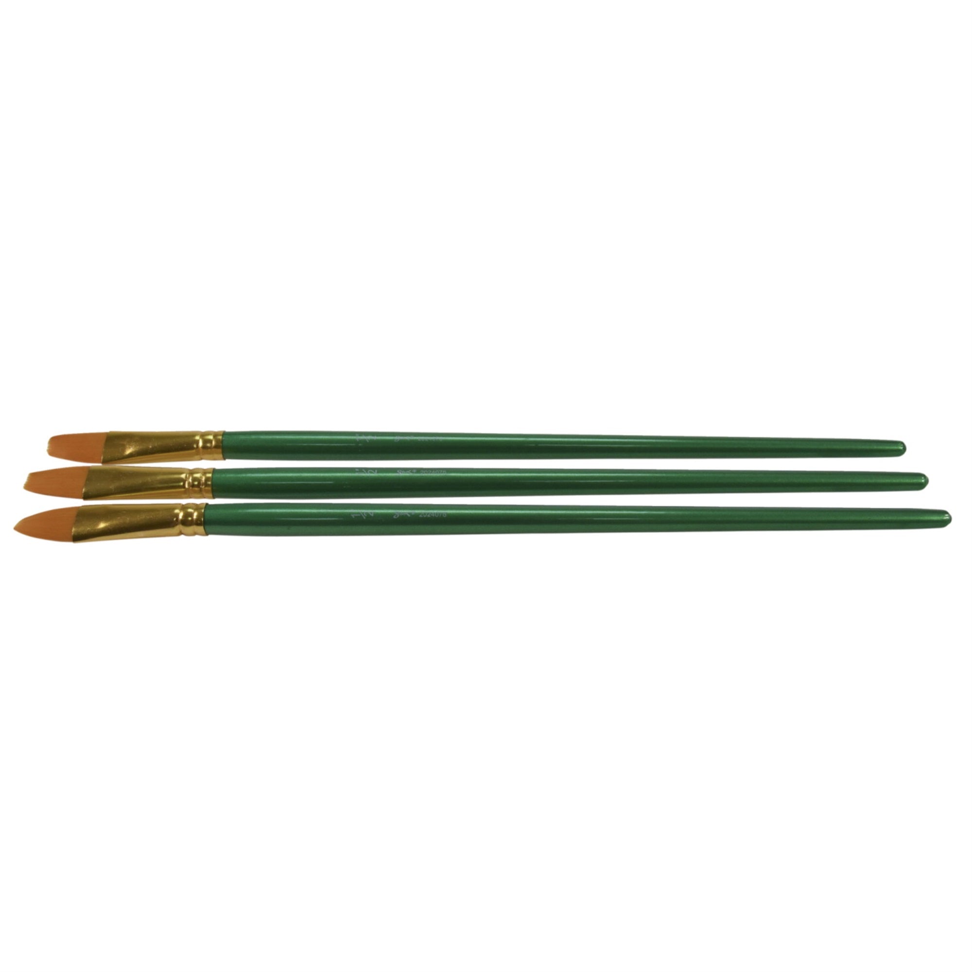 Sax Optimum Golden Synthetic Taklon Long Handle Paint Brushes, Flat, 1/2 Inch, Pack Of 3