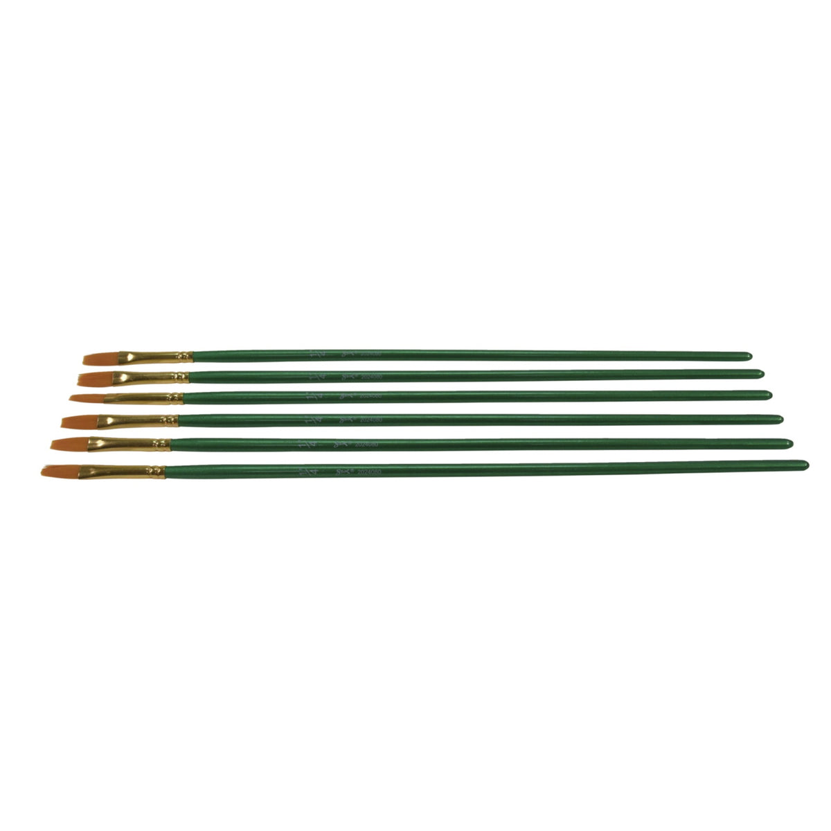 Sax Optimum Golden Synthetic Taklon Long Handle Brushes, Flat, 1/4 Inch, Pack Of 6