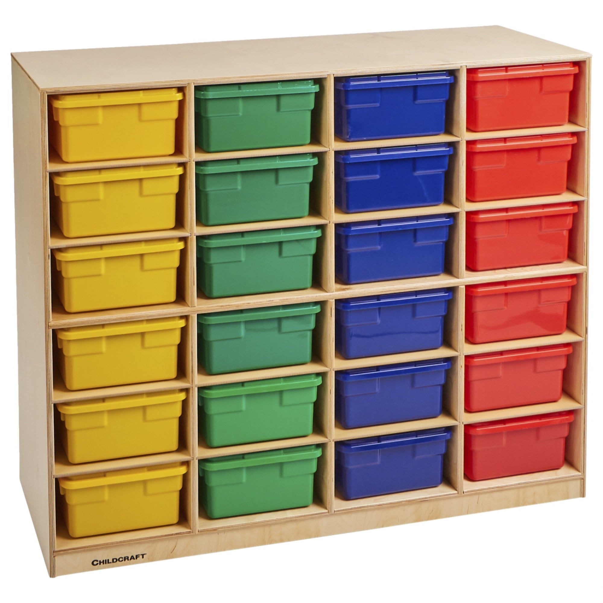 Childcraft Mobile Cubby Unit, 24 Assorted Color Trays, 50 X 16-3/4 X 42 Inches