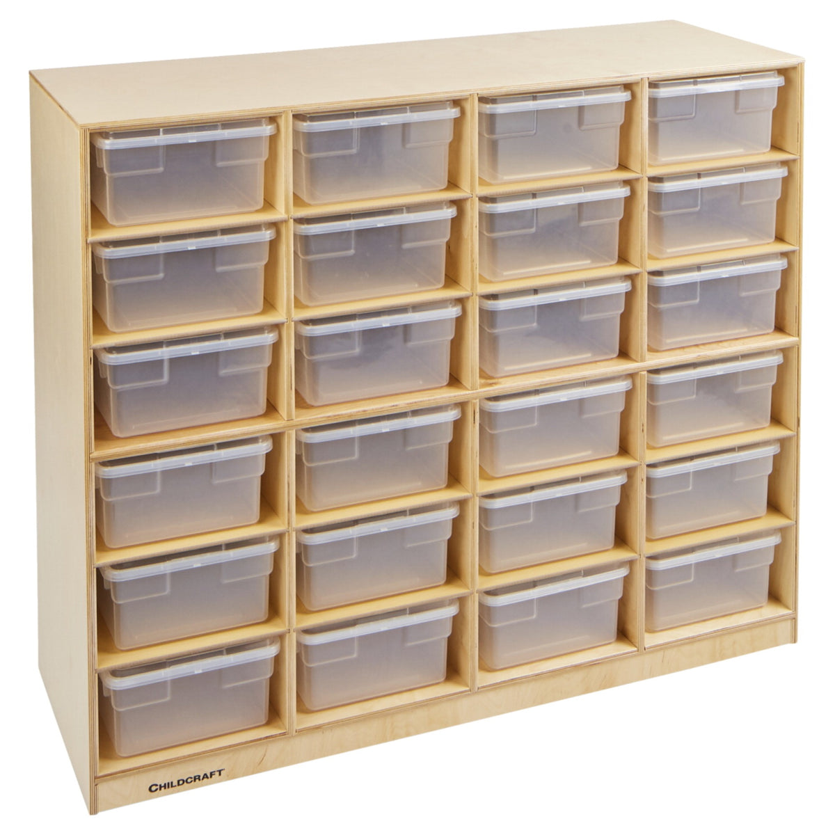 Childcraft Mobile Cubby Unit, 24 Clear Trays, 50 X 16-3/4 X 42 Inches