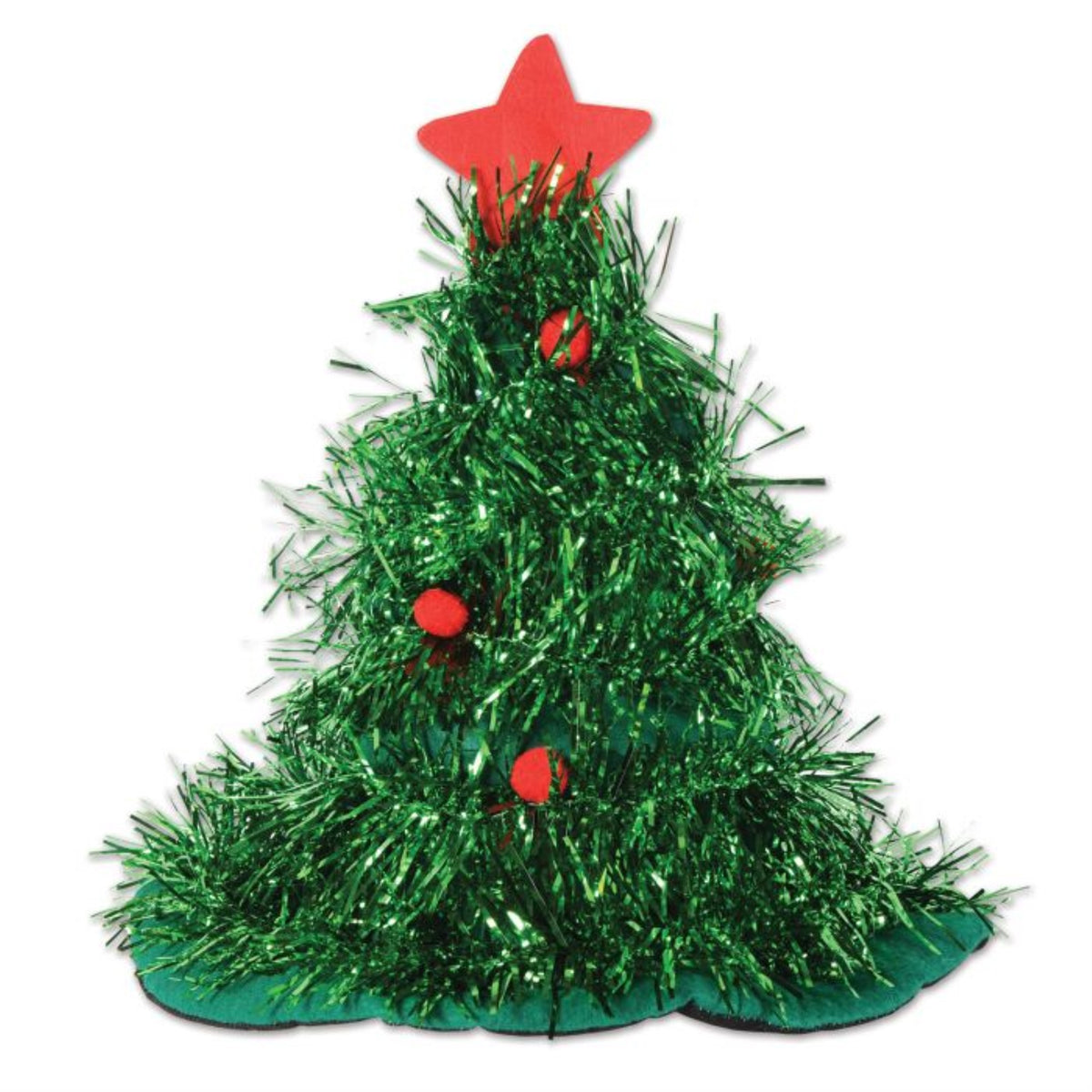 Tinsel Christmas Tree Hat (Pack Of 12)