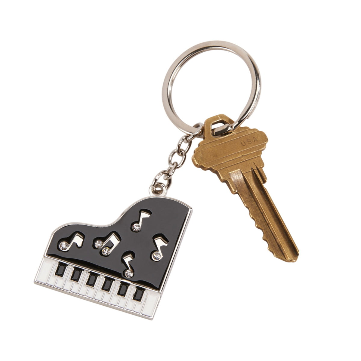 Piano Key Chain With Crystals, 3'