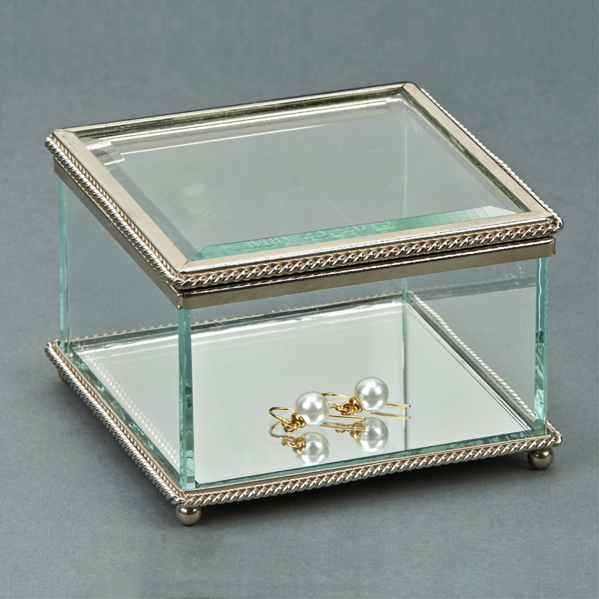 Square Hinged Box, Glass 3.75'