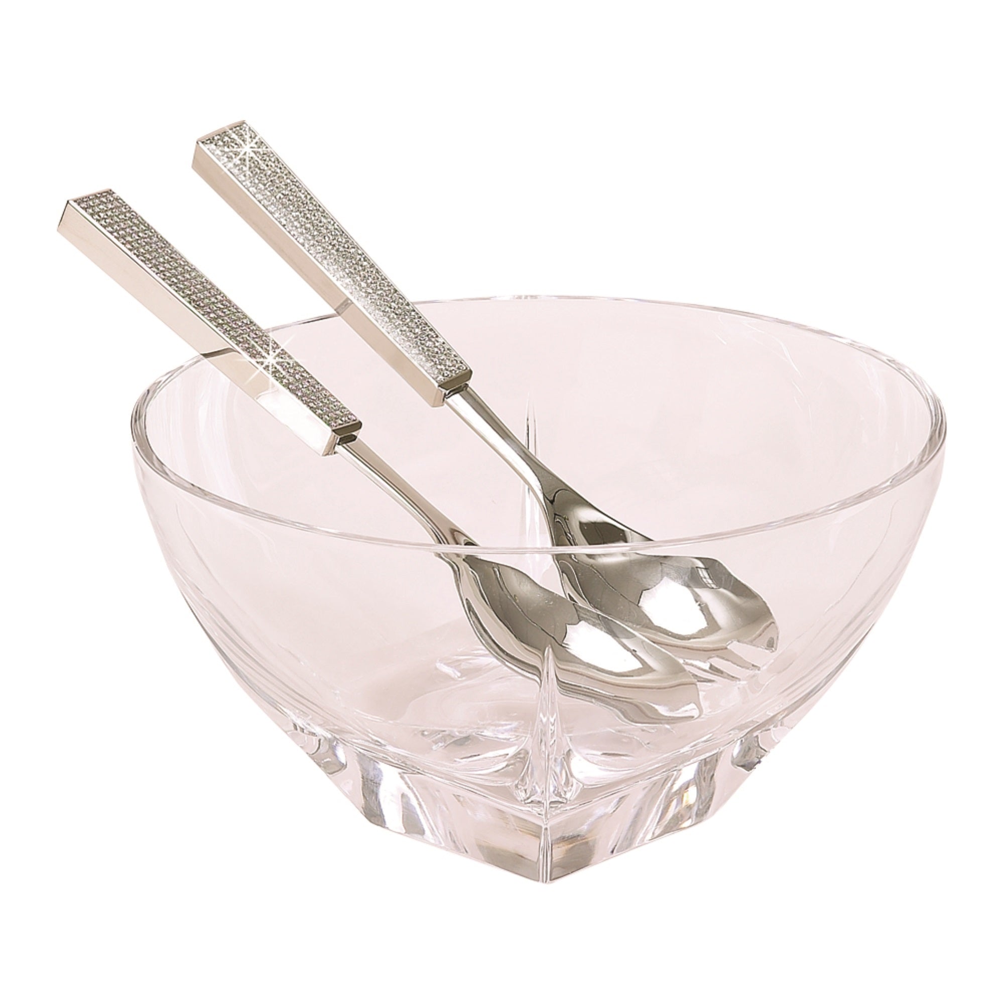Glitter Galore 2 Pc Salad Set 10.25' Nickel Plated