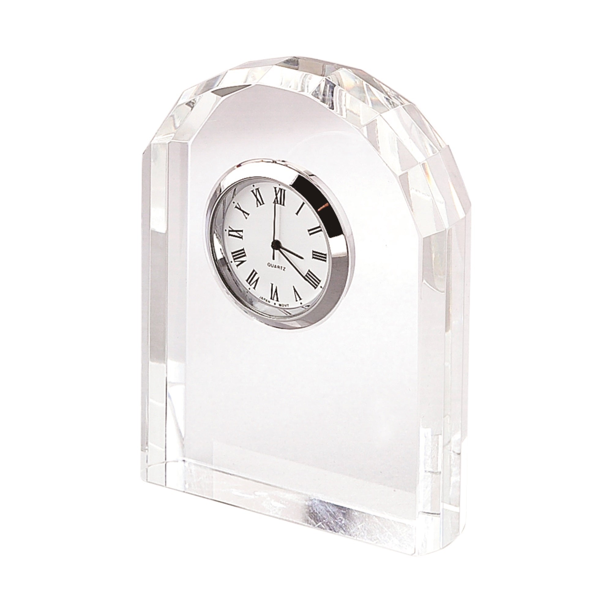 Optic Crystal Arched Clock, 3.75' X 3.25