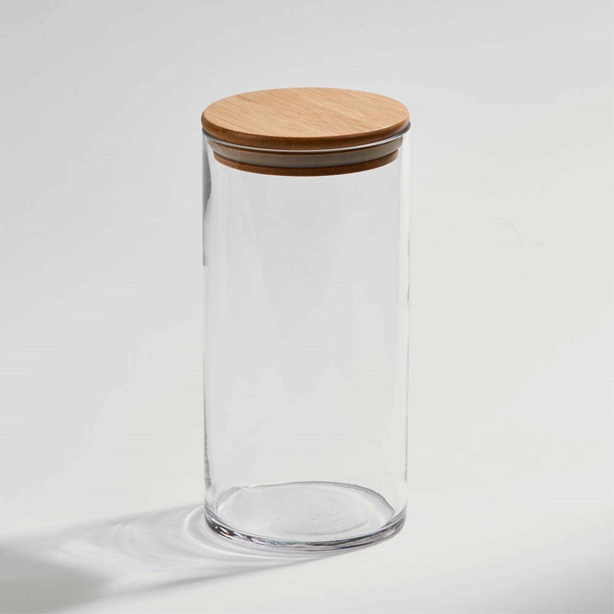 Med Glass Jar With Wood Cover 8.125 X 4 D