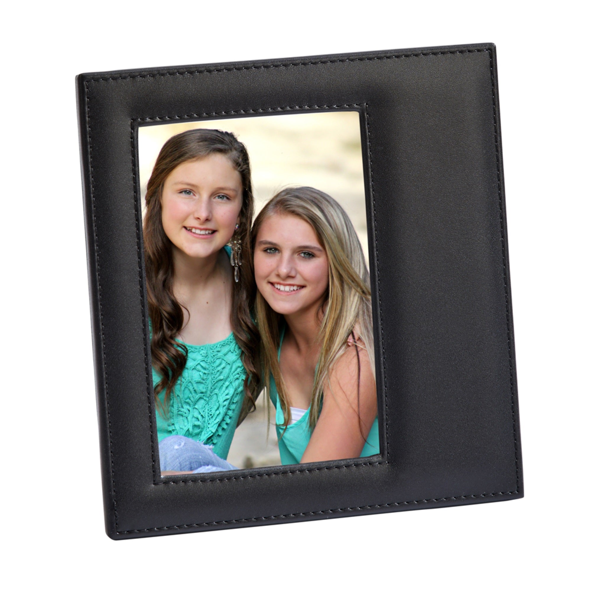 Black Leather Frame, Holds 4' X 6' Photo