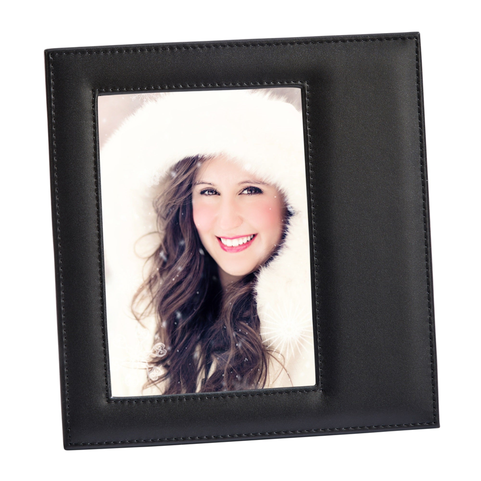 Black Leather Frame, Holds 5 X 7 Photo