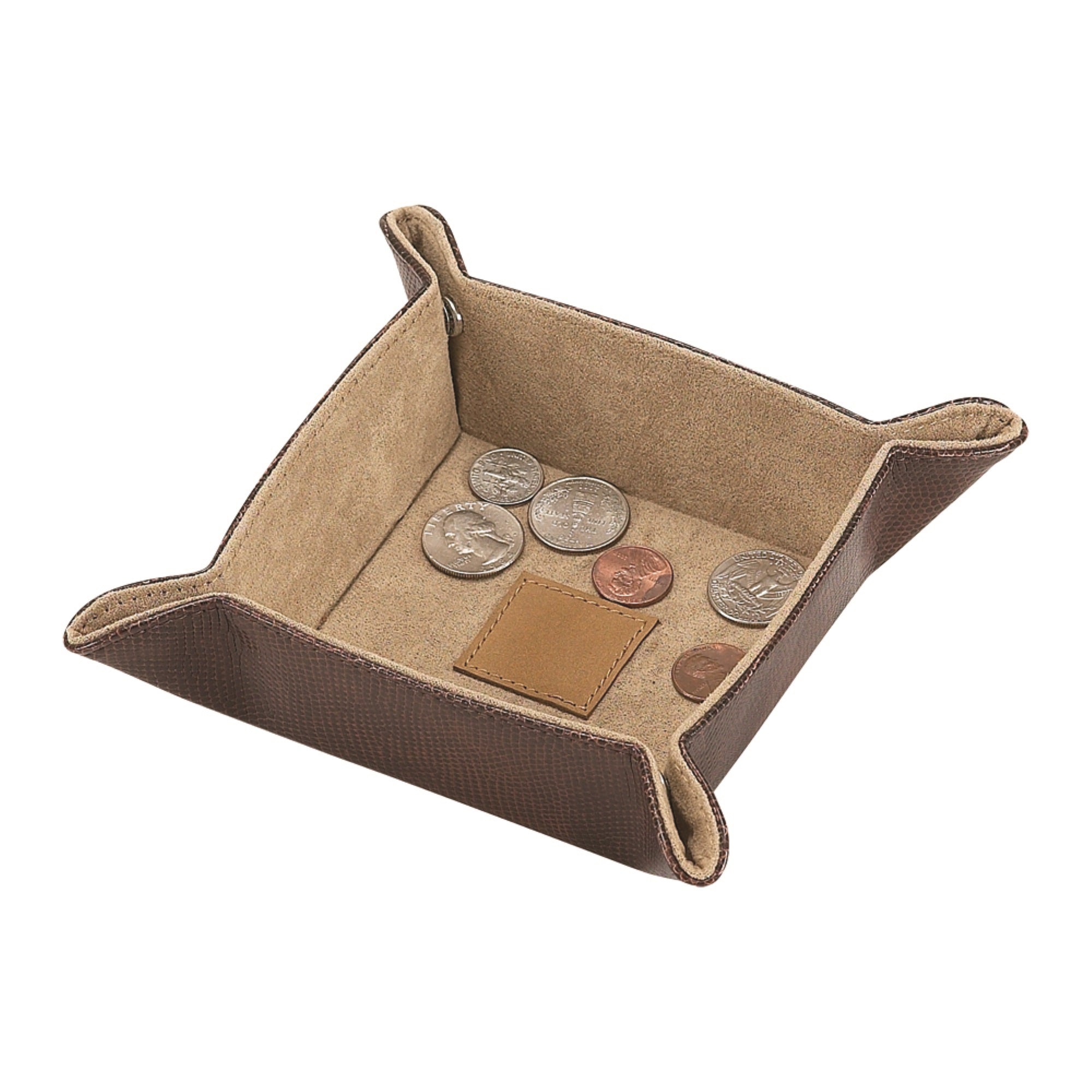 Brown Snap Tray, 4.5' Square With Leather Center
